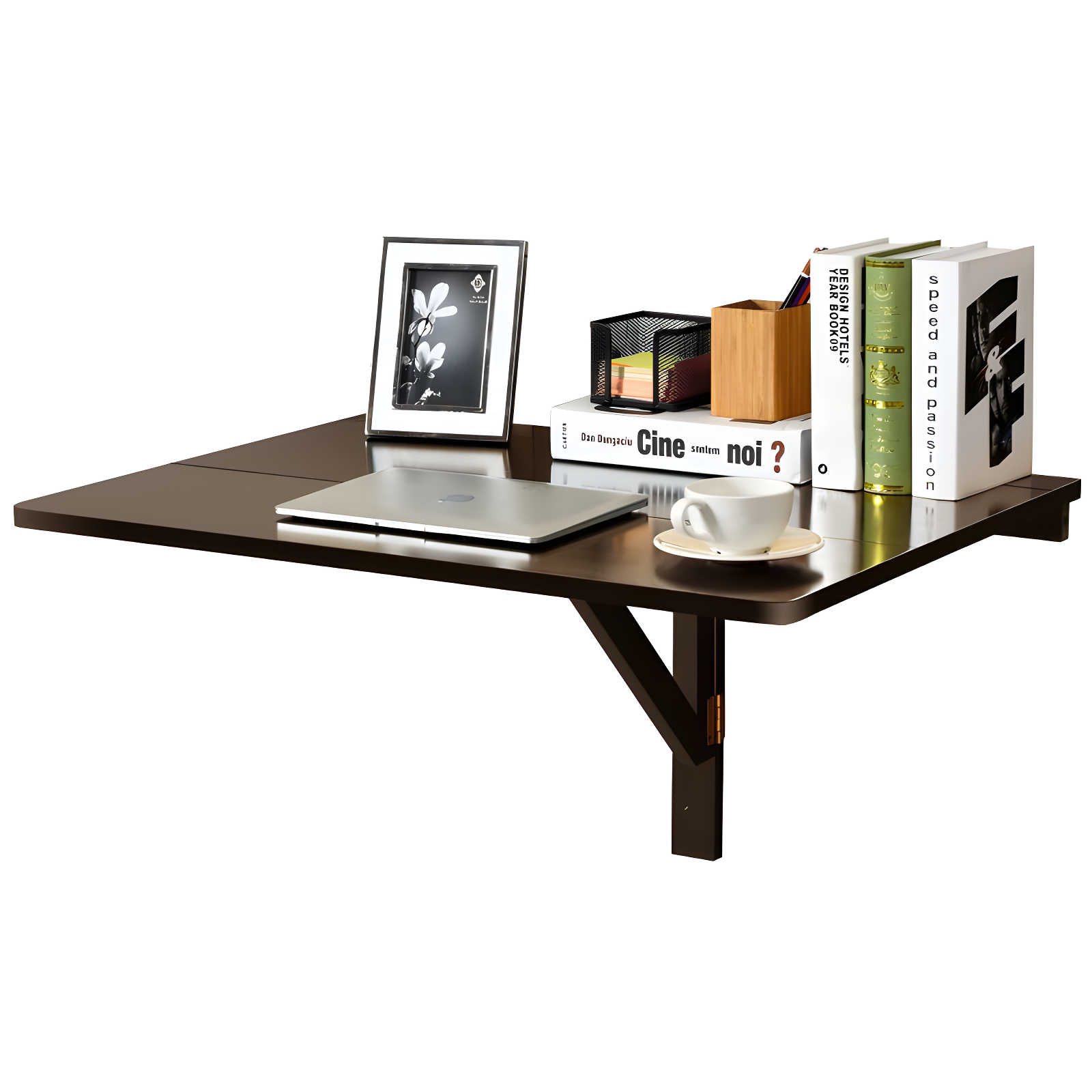 Brown MDF Wall-Mounted Drop-Leaf Folding Desk