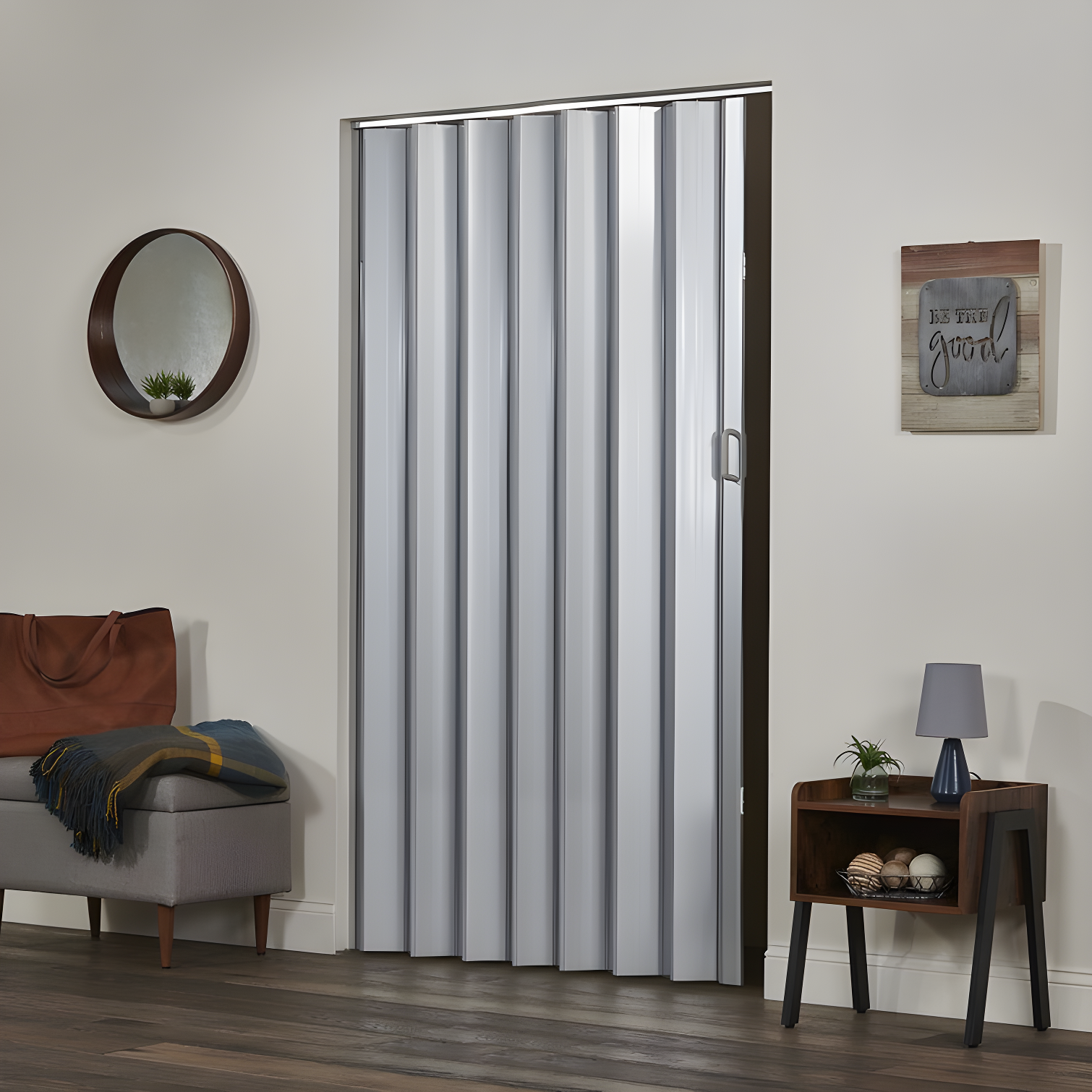 Oakmont 48" x 80" Silver Vinyl Accordion Closet Door