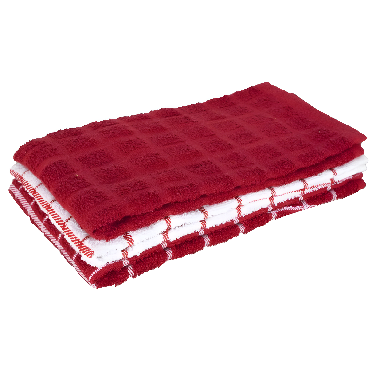 Ritz Paprika Red and White Cotton Terry Kitchen Towel Set