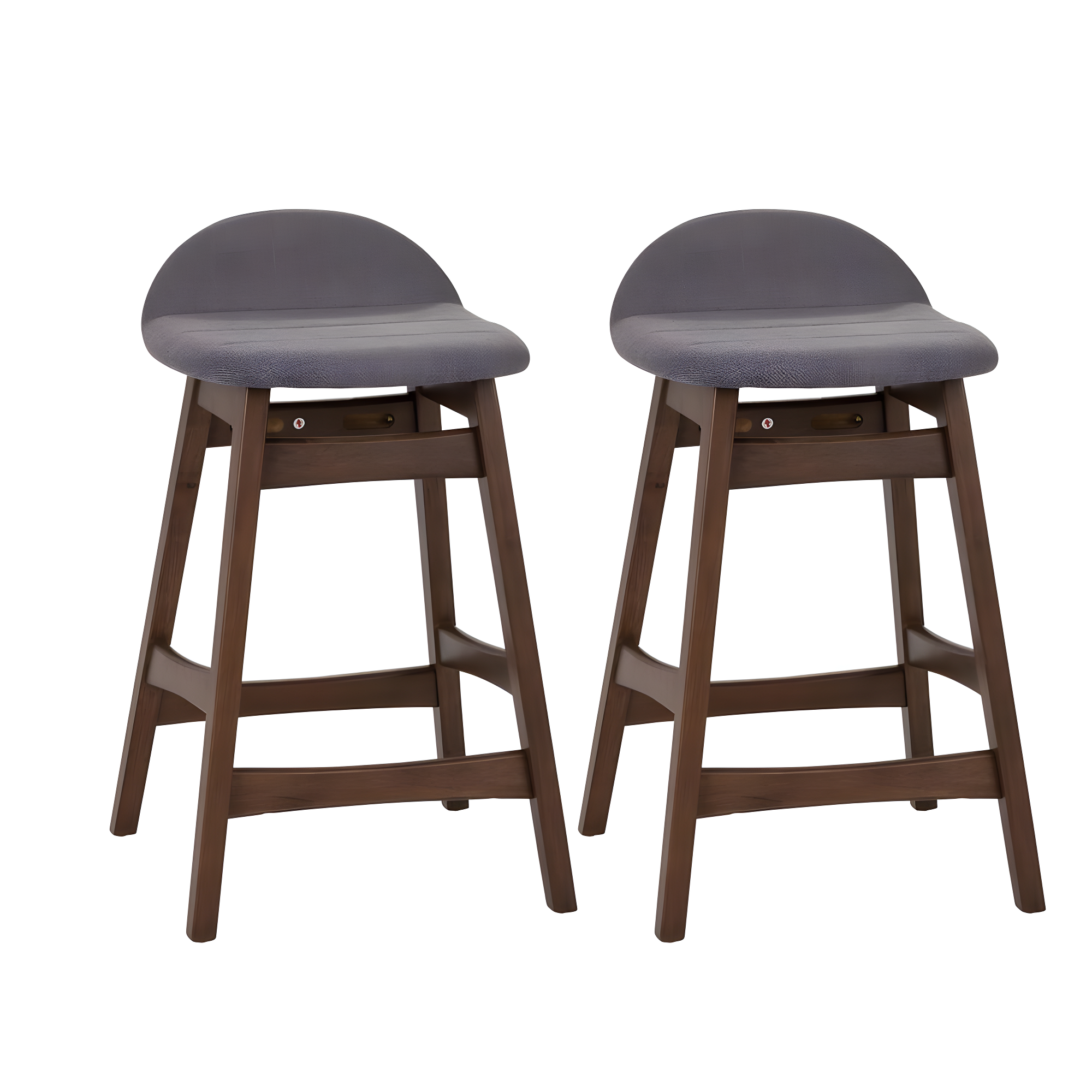 Gray Upholstered Wood 24-Inch Counter Chairs, Set of 2