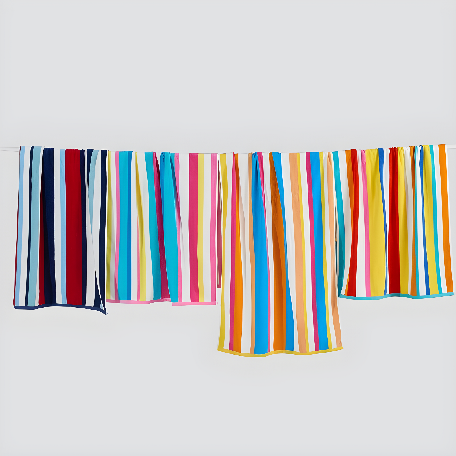 Multi Colorful Striped 100% Cotton Quick Dry Beach Towels - 4 Pack