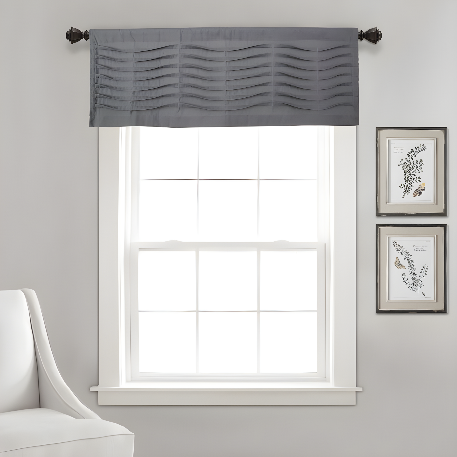 Dark Gray Wave Texture Rod Pocket Valance