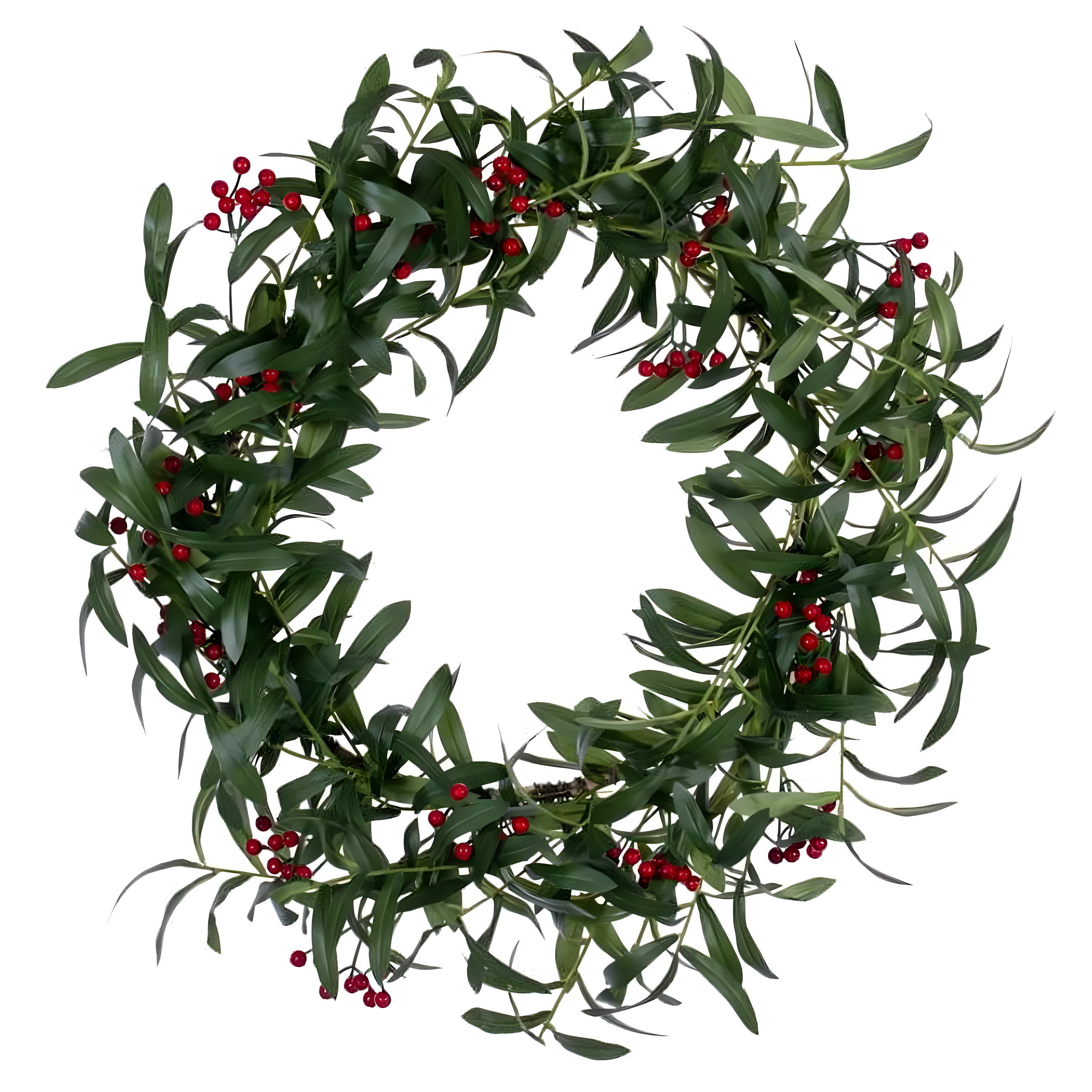 Luminous Mistletoe Charm 24" Red Berry Artificial Wreath with Lights