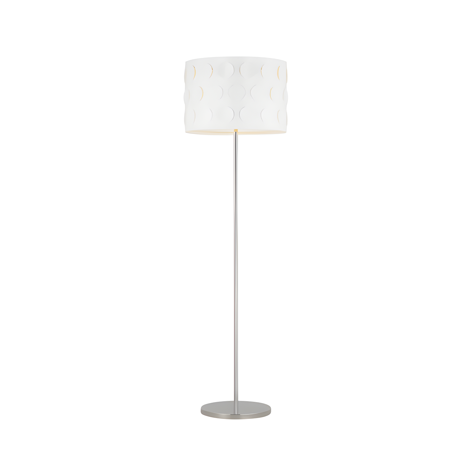 Polished Nickel 62" Floor Lamp with White Linen Shade