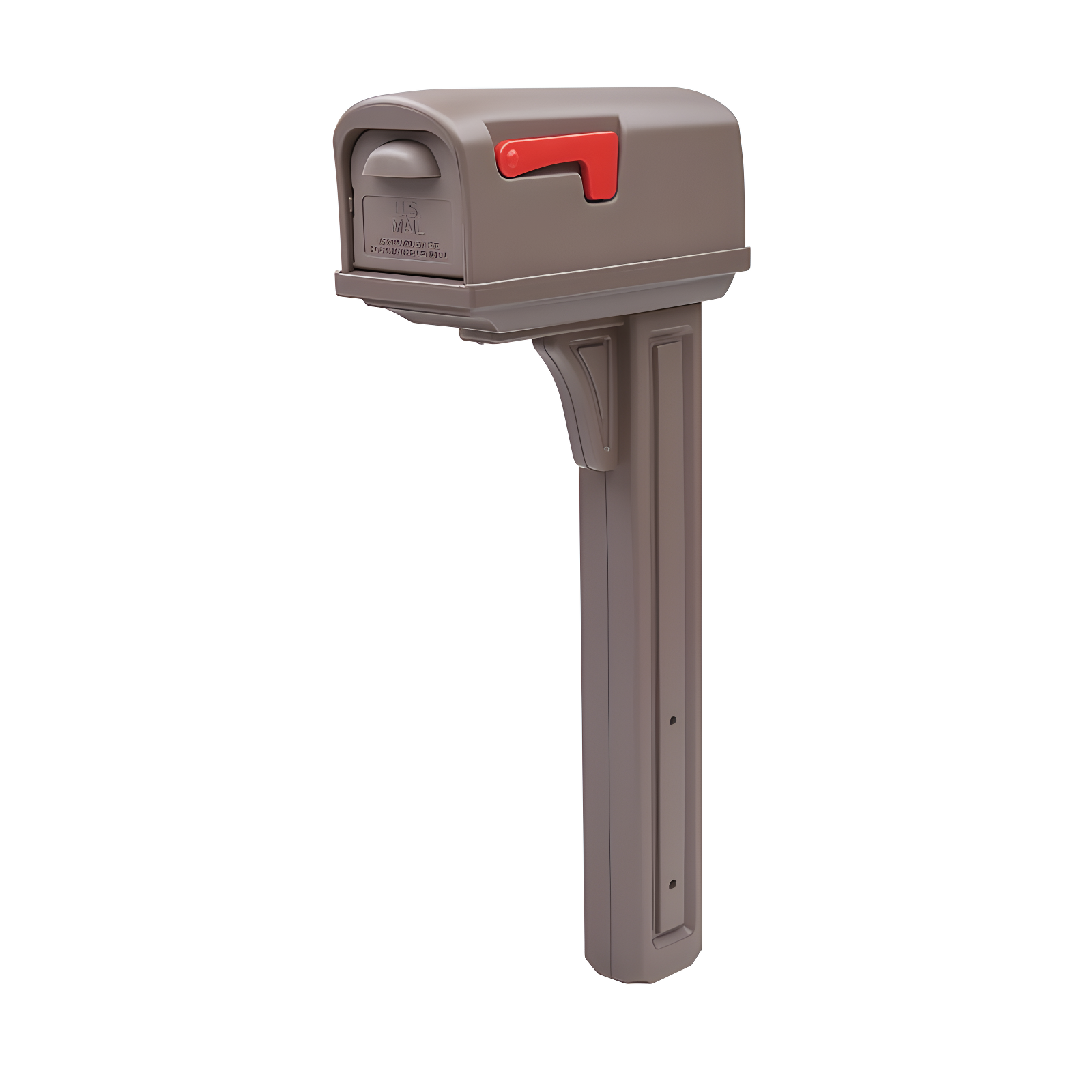 Mocha Medium Plastic Post Mount Mailbox with Bronze Hardware