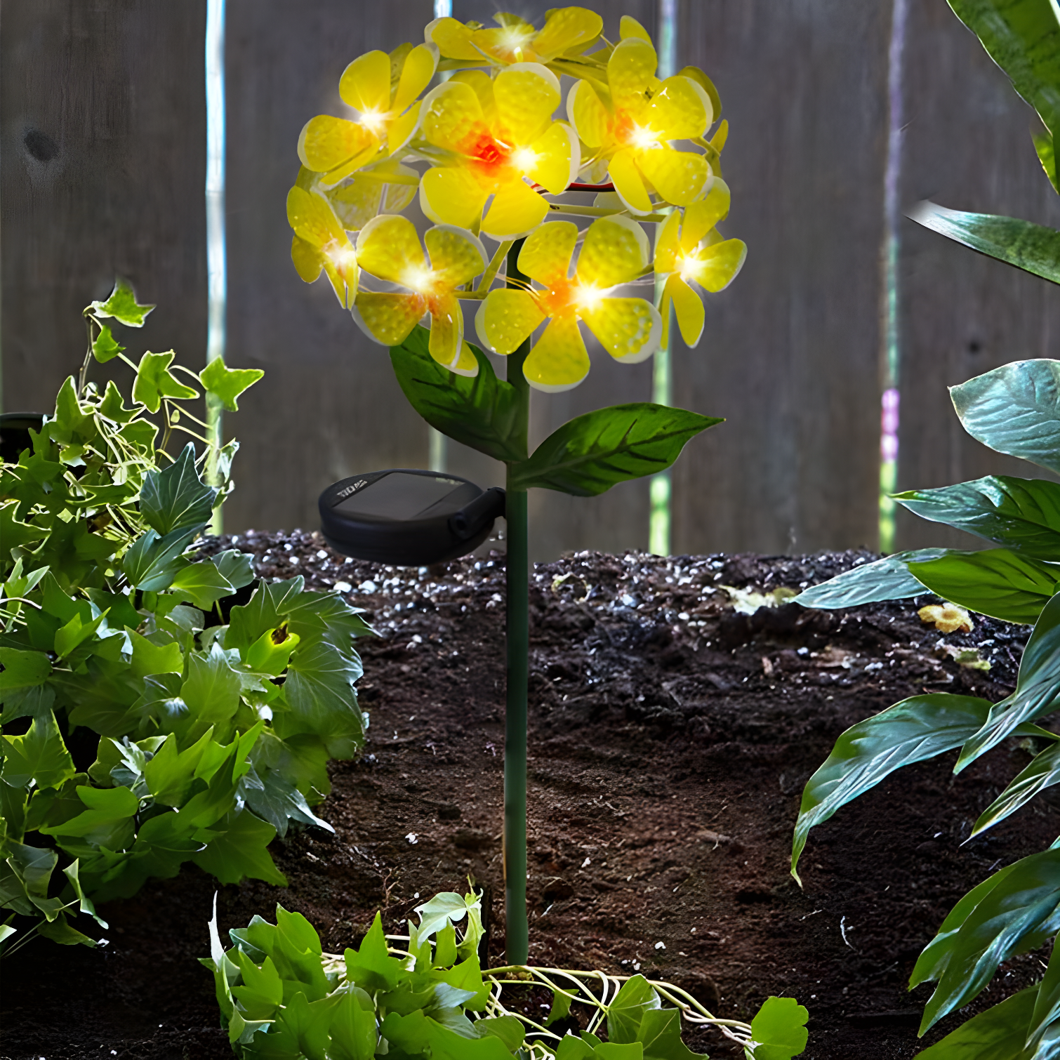 Yellow Solar Powered LED Metal Flower Garden Stake Light