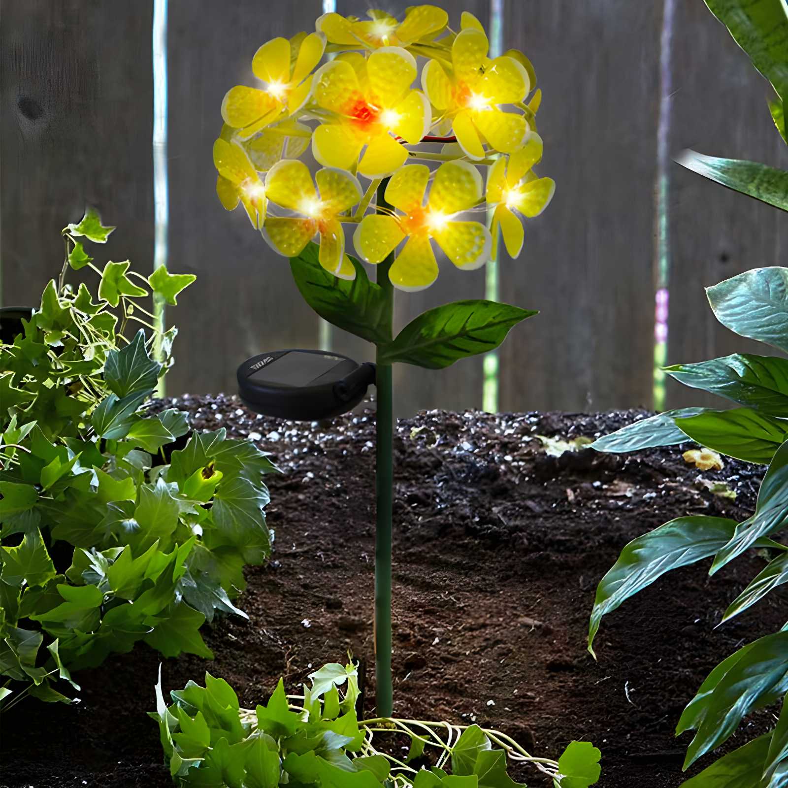 Yellow Solar Powered LED Metal Flower Garden Stake Light