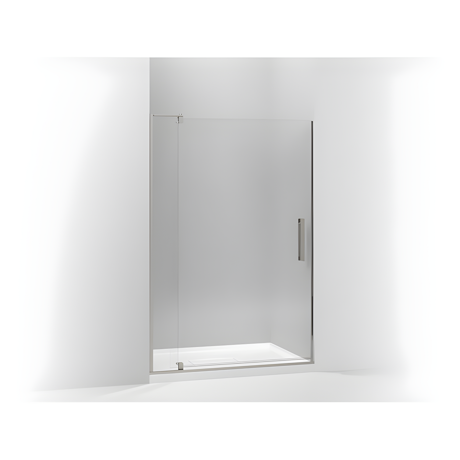 Revel Brushed Nickel 74'' Frameless Pivot Shower Door with Clear Glass