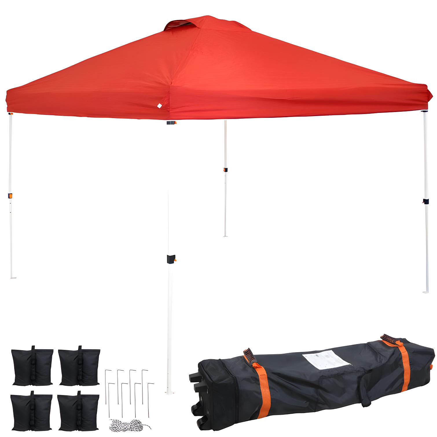 12 ft Red Steel Frame Pop-Up Canopy with Carry Bag