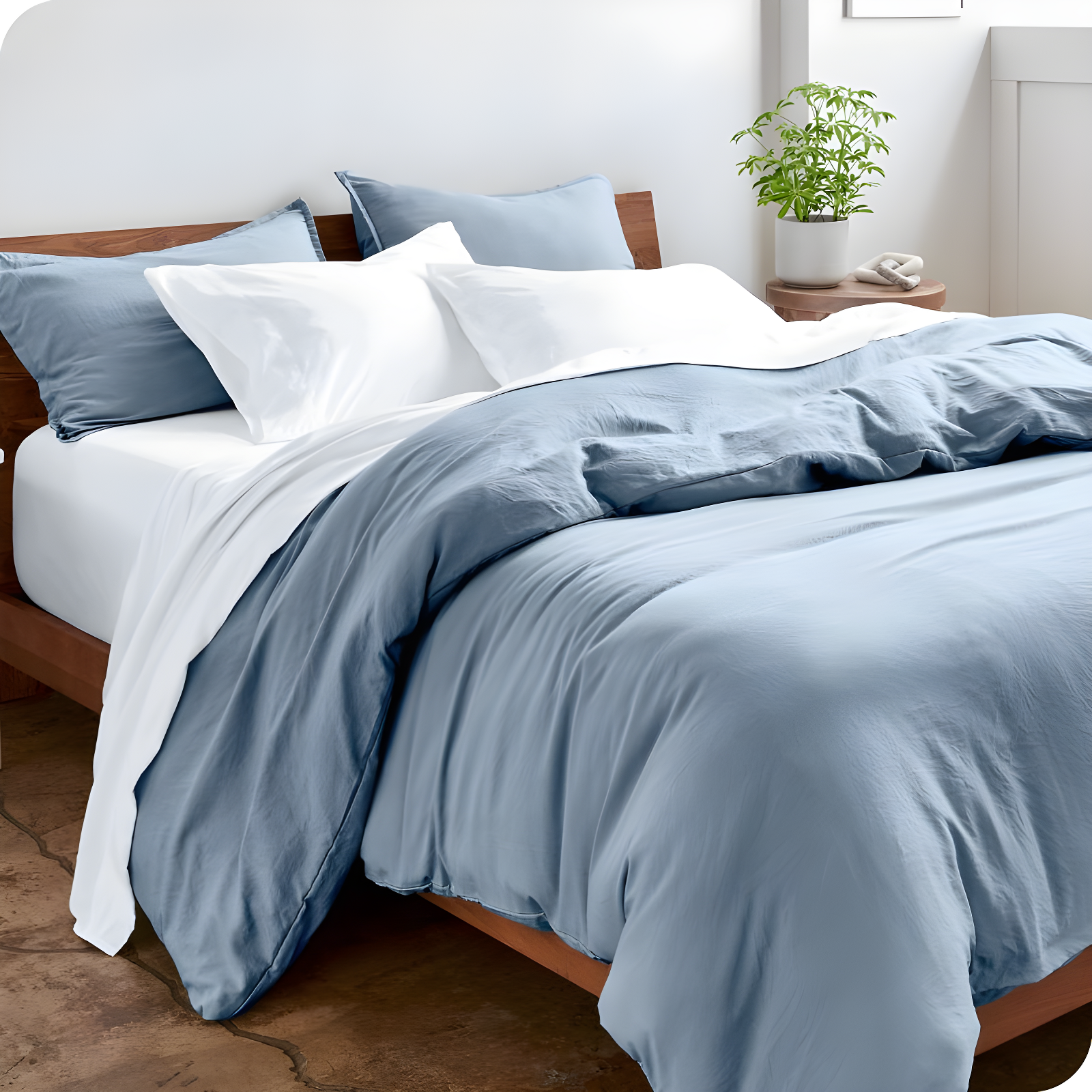 Dusty Blue Ultra-Soft Microfiber Full Duvet Cover Set