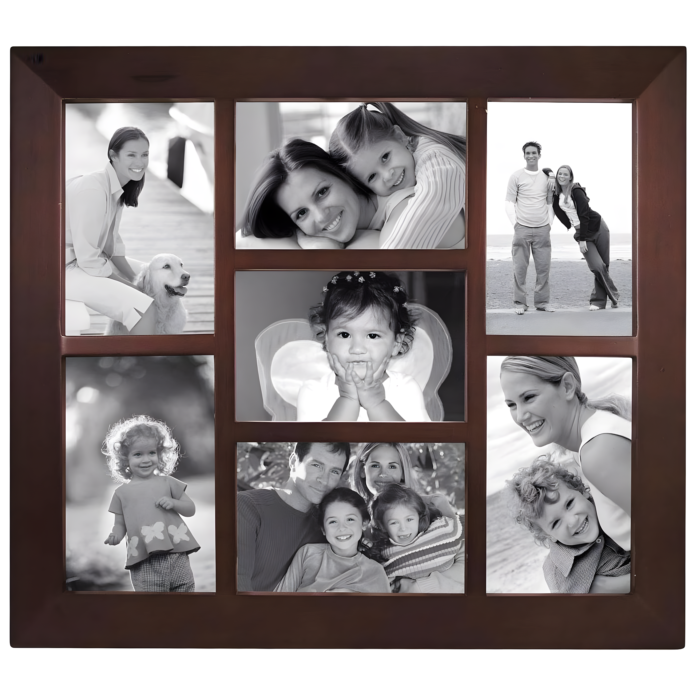 Walnut Rectangular Wall Mount Collage Picture Frame