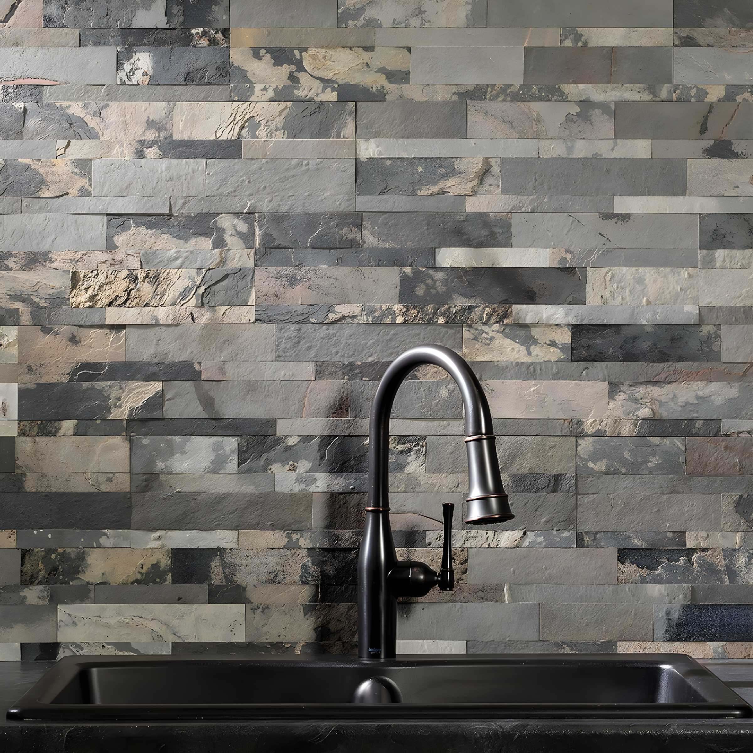 Medley Slate Peel and Stick Natural Stone Backsplash Tile