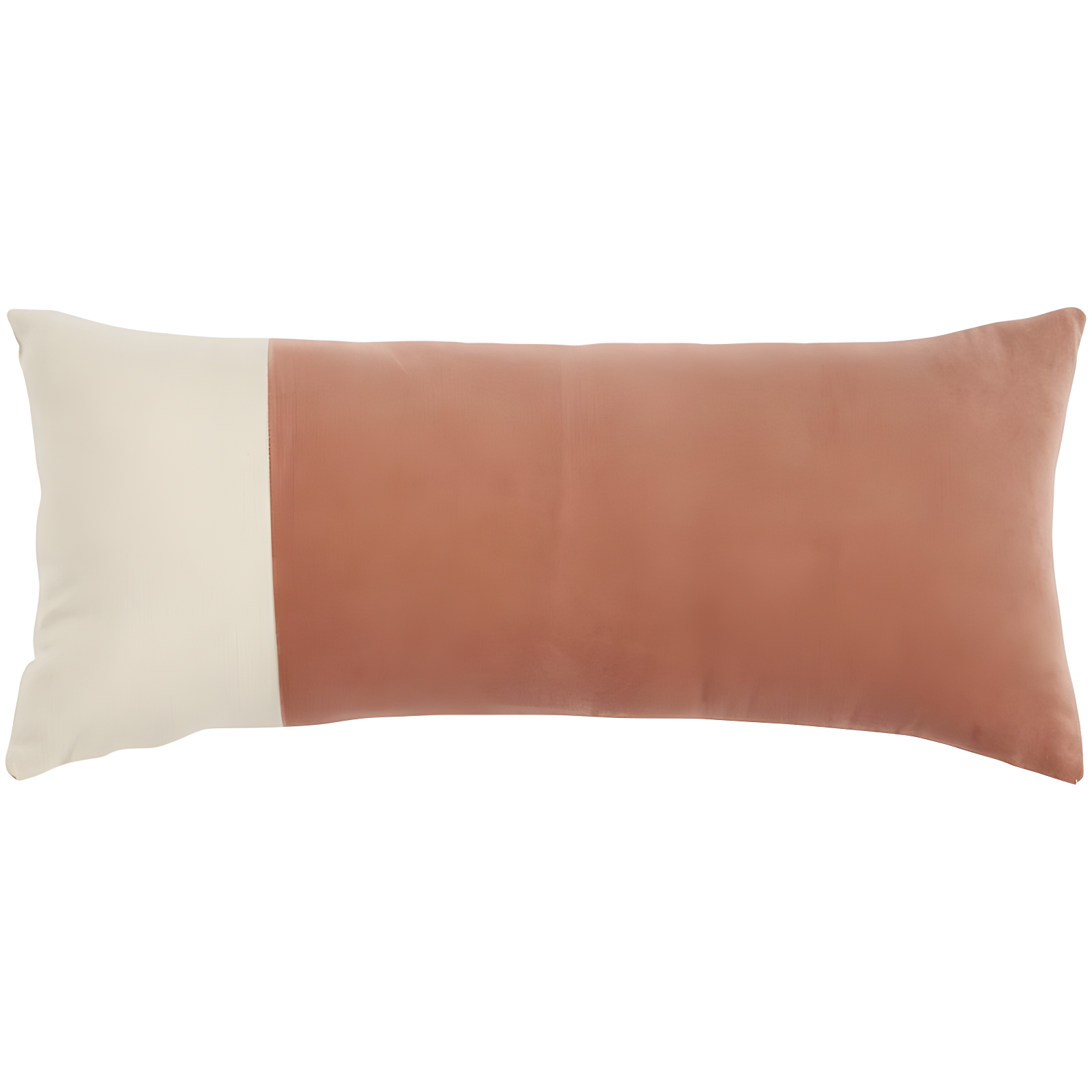 Blush and Linen Colorblock Cotton Velvet Lumbar Pillow 14"x32"