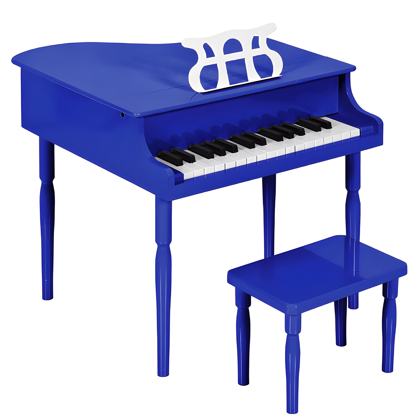 Dark Blue Mini Wooden 30-Key Grand Piano with Bench