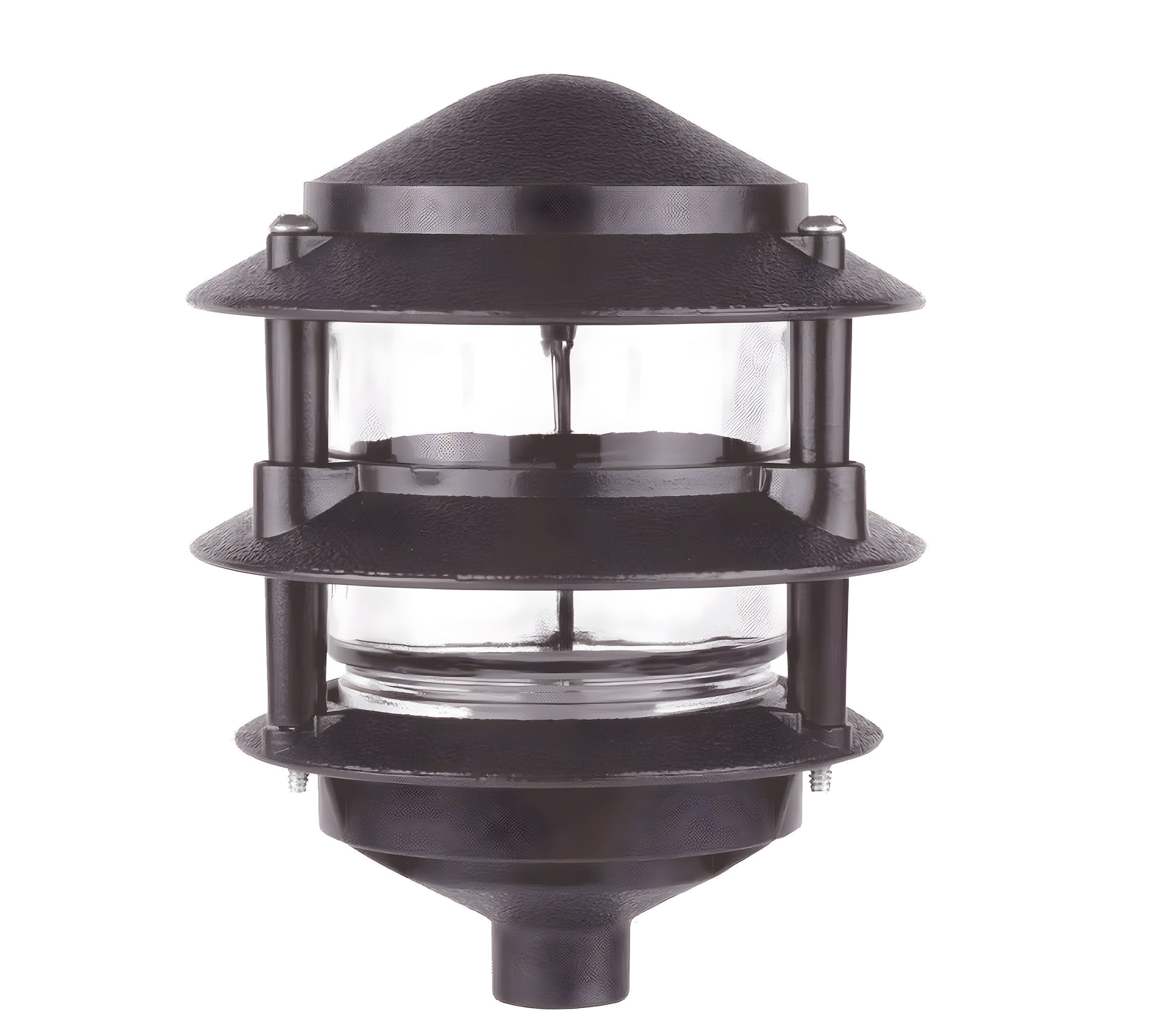 Black Zinc 3-Tier Pagoda Pathway Light with Clear Glass