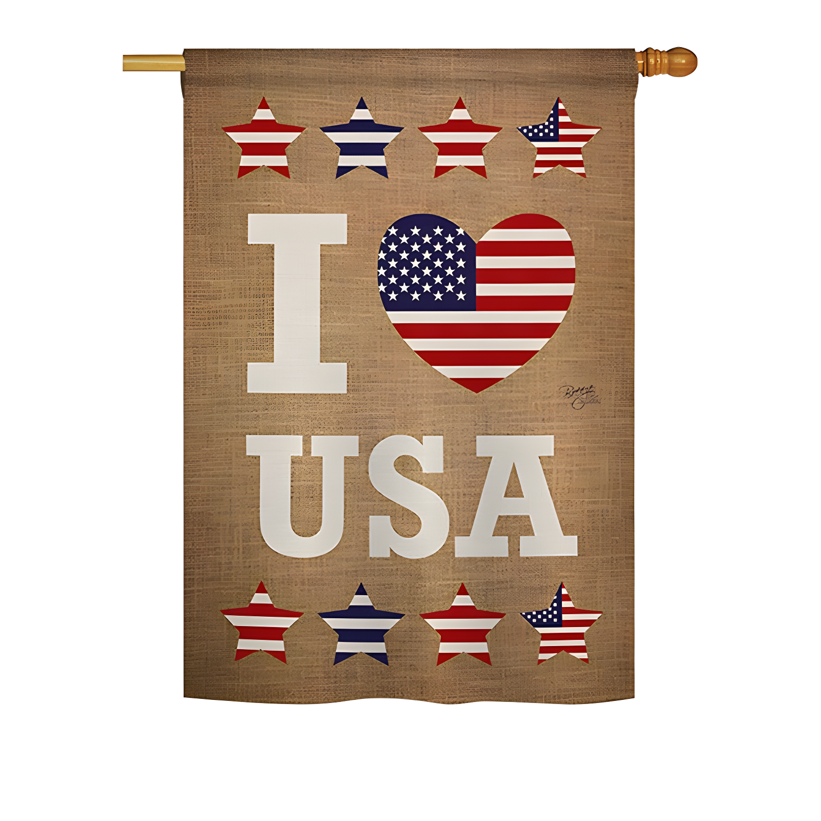 Patriotic I Love USA Double-Sided Garden Flag