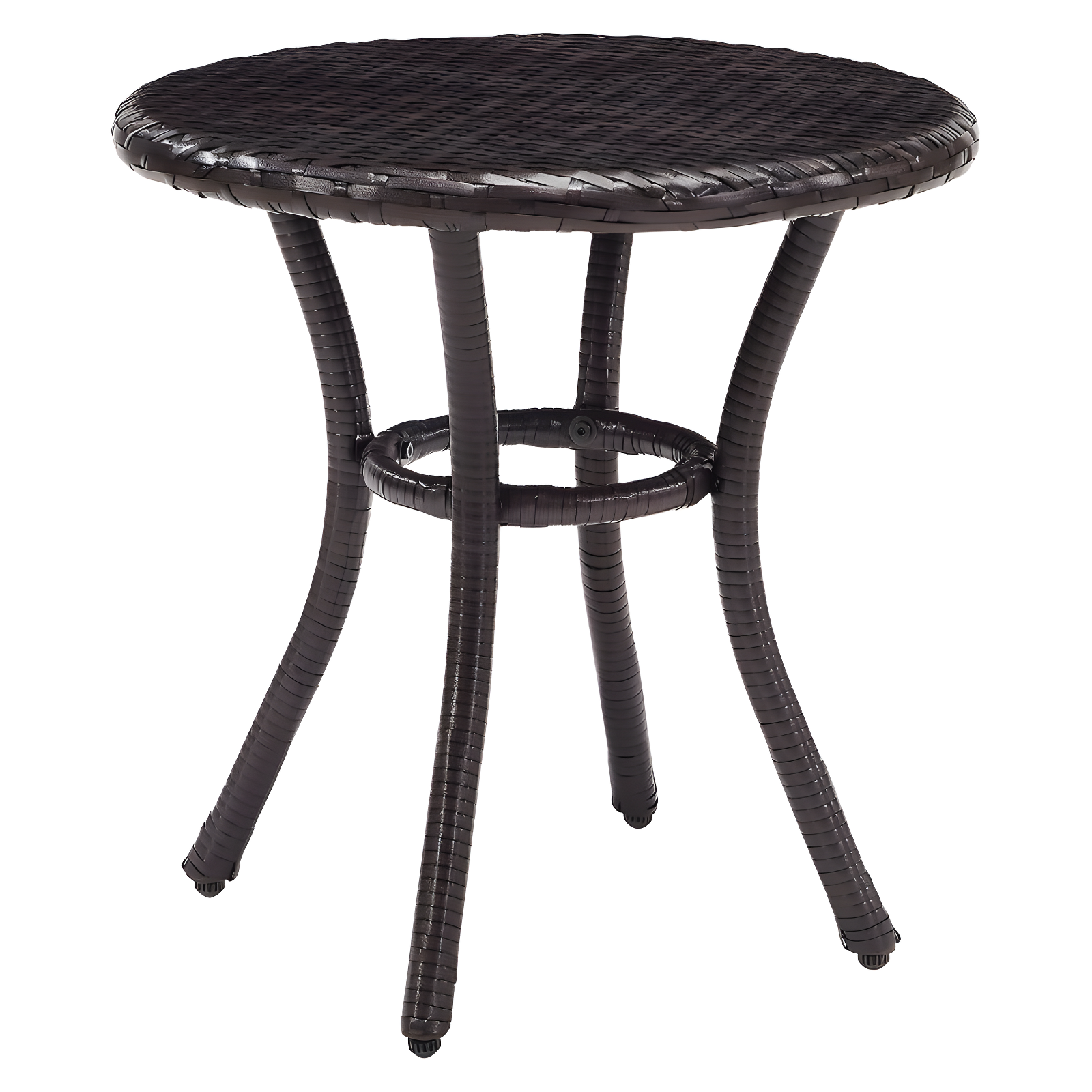 Palm Harbor Handwoven Brown Wicker Outdoor Round Side Table