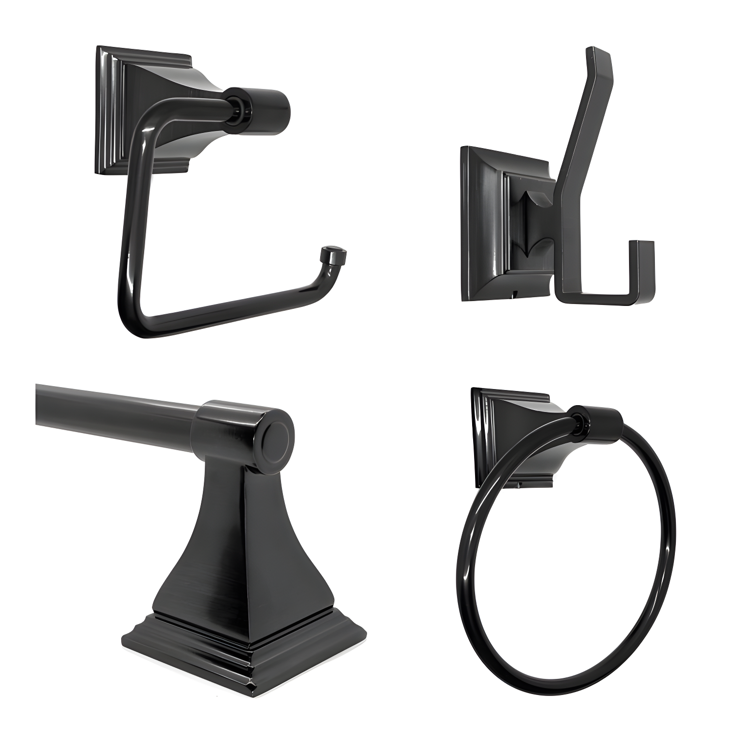 Matte Black Metal 4-Piece Bathroom Hardware Set