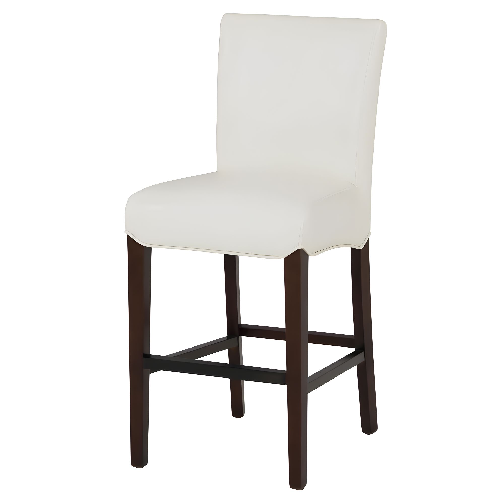 Adjustable Saddle-Style White Leather and Wood Counter Stool