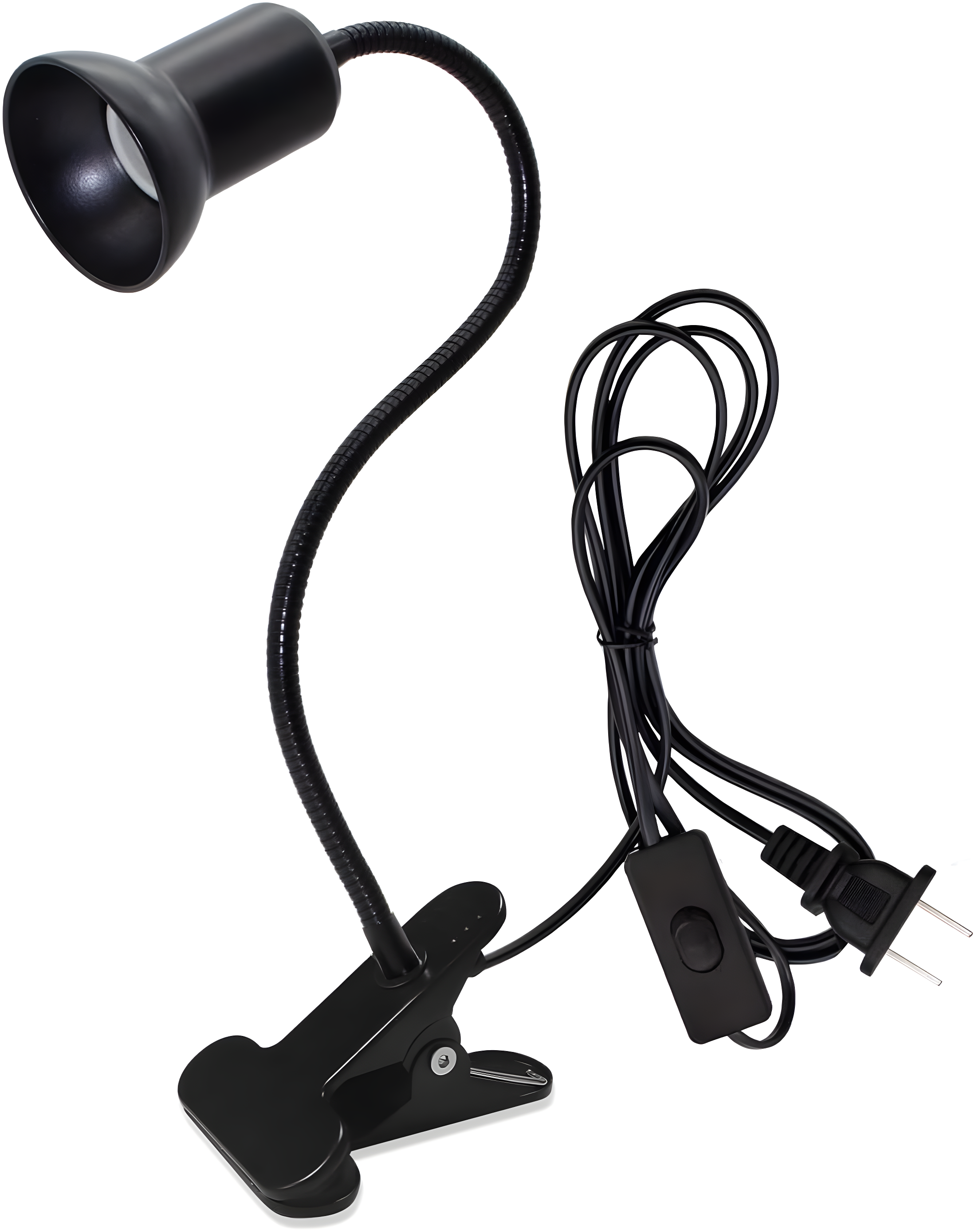 Black Adjustable Clip-On Gooseneck Lamp for Kids