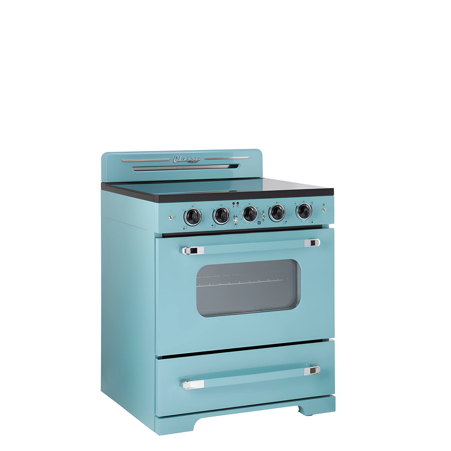 Ocean Mist Turquoise 30" Retro Freestanding Electric Range with Convection Oven