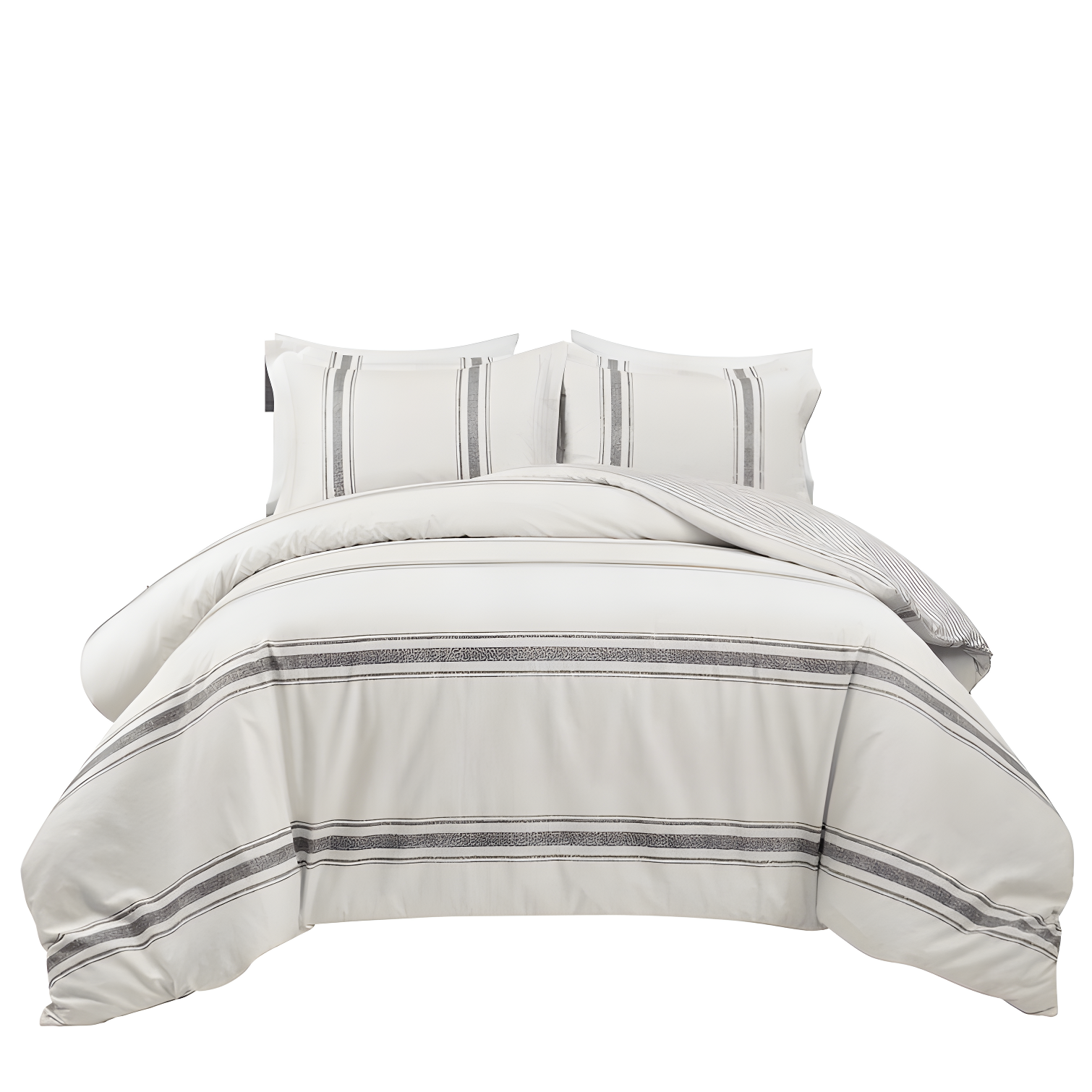 Gray Twin Cotton Reversible Comforter Set