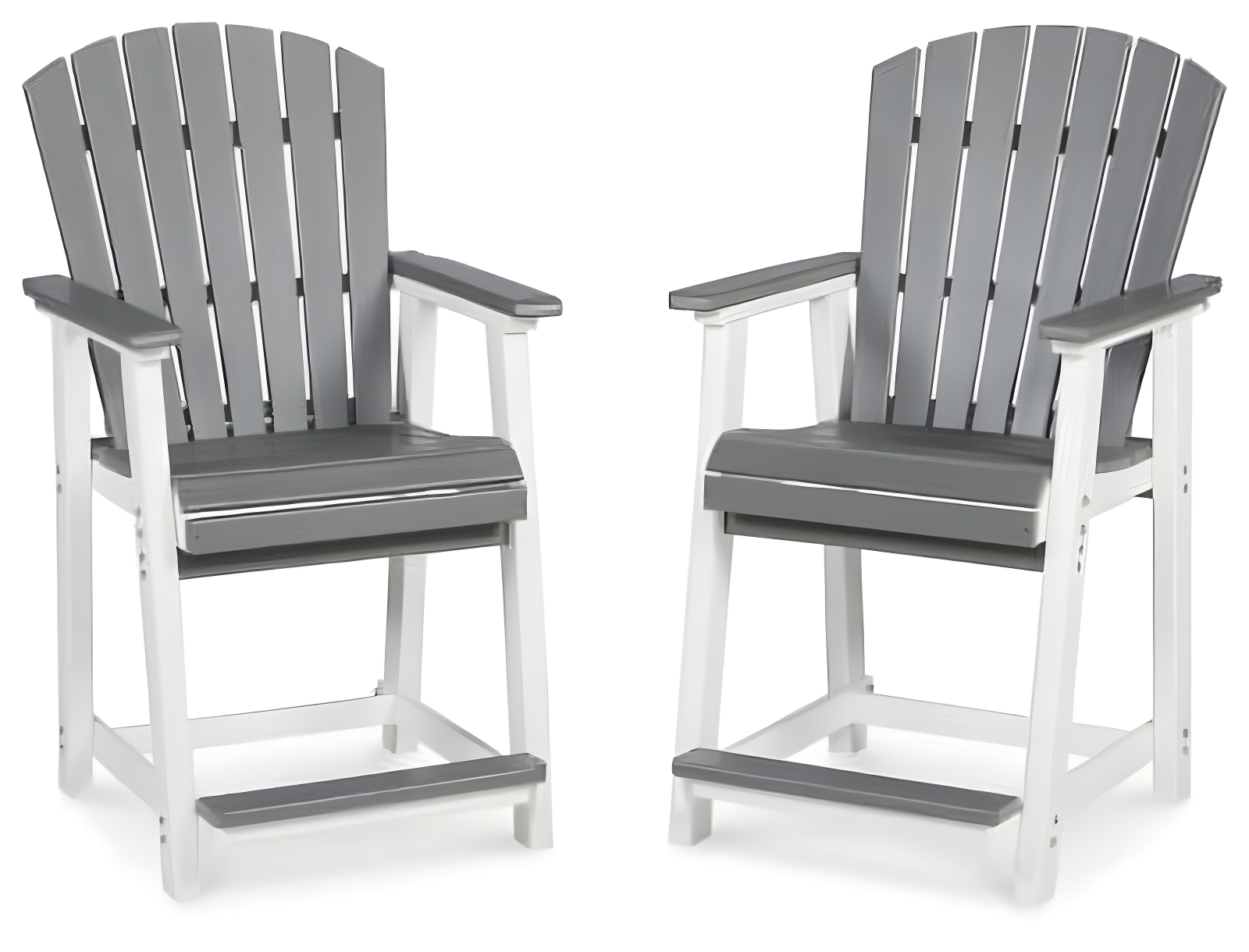 Gray and White Transitional Outdoor Counter Stools Set