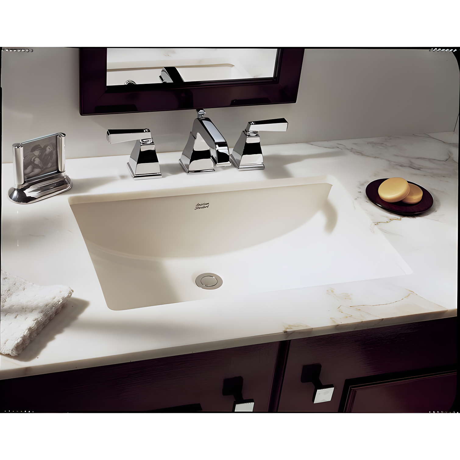 White Ceramic Rectangular Undermount Bathroom Sink