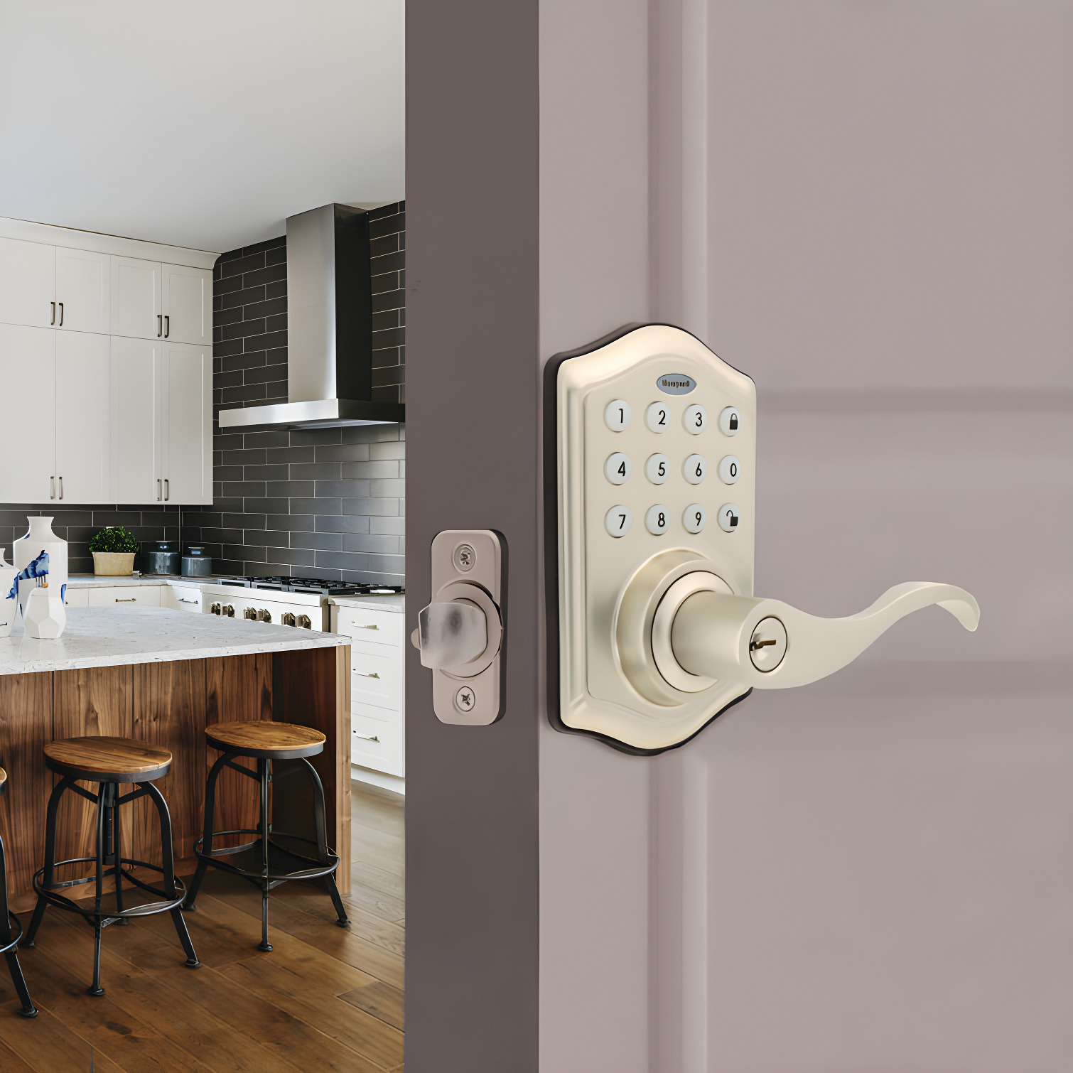 Satin Nickel Electronic Entry Lever Door Lock