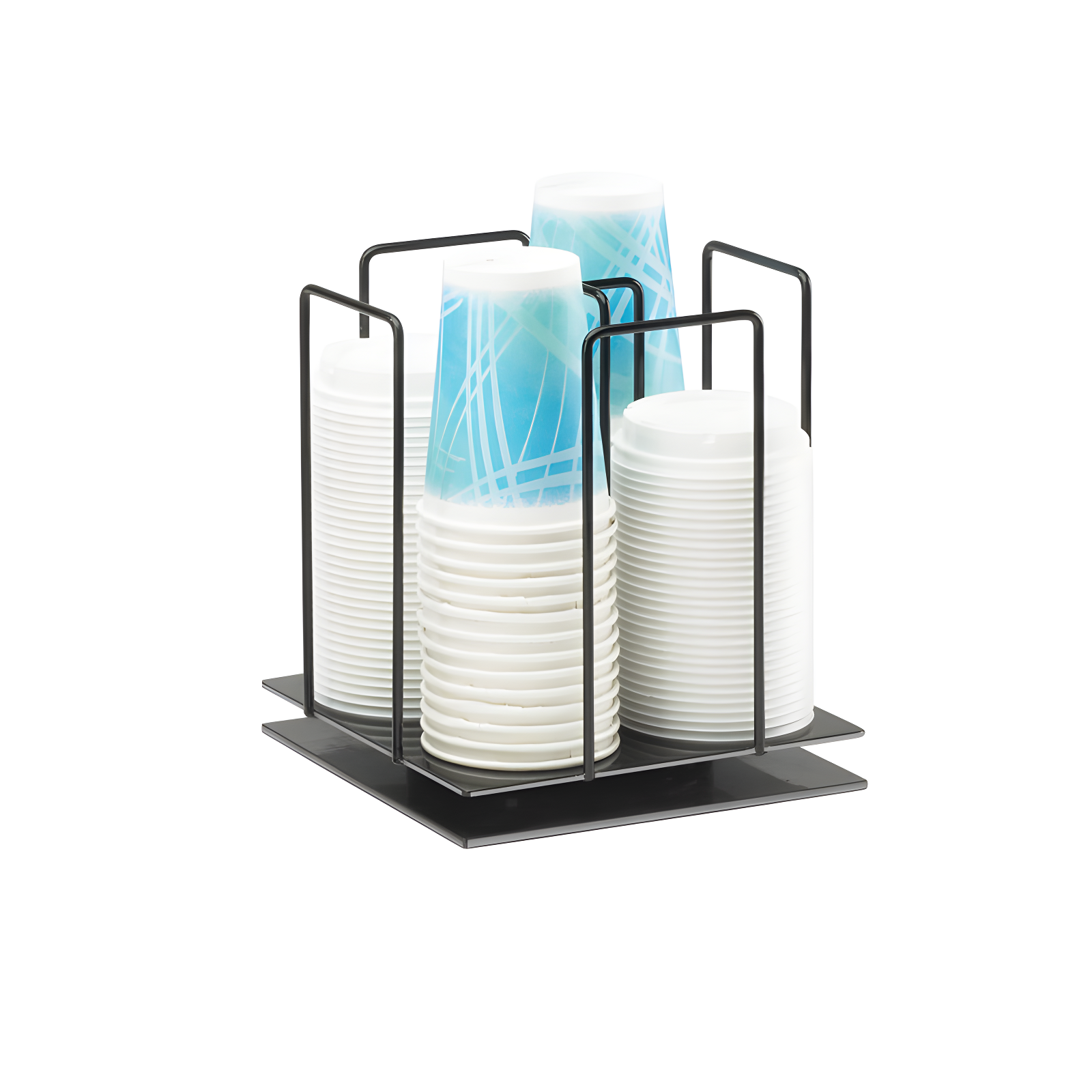 Black Iron 4-Section Revolving Cup and Lid Organizer