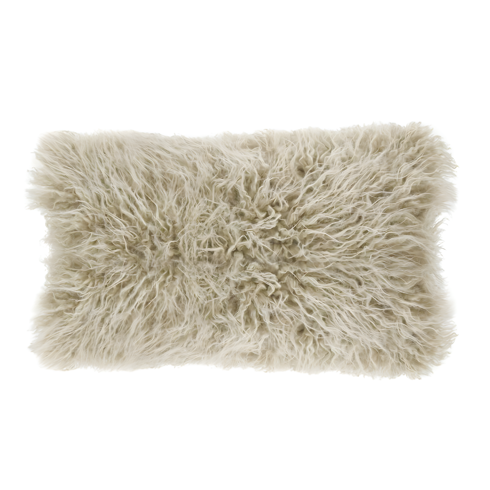 Oatmeal Rectangular Mongolian Faux Fur Throw Pillow