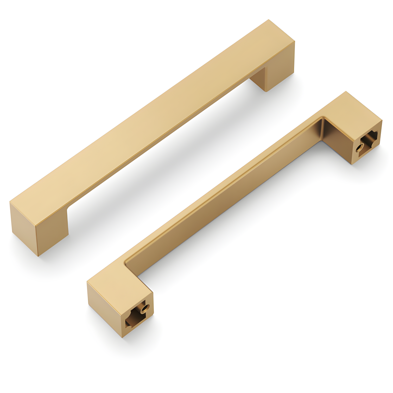 Brushed Brass Modern Bar Cabinet Pulls with Mounting Hardware