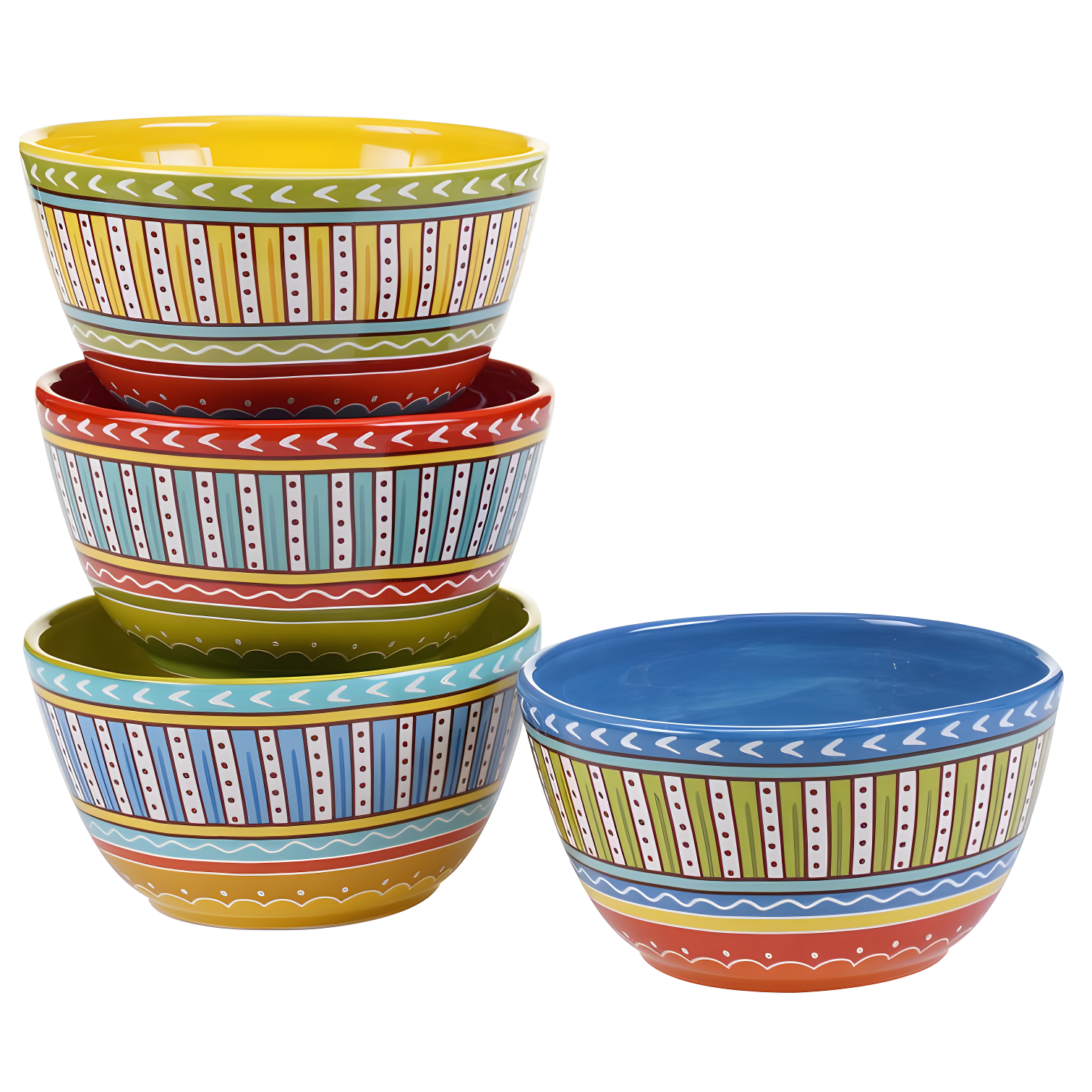 Valencia Multicolor Ceramic Dessert and Cereal Bowls Set