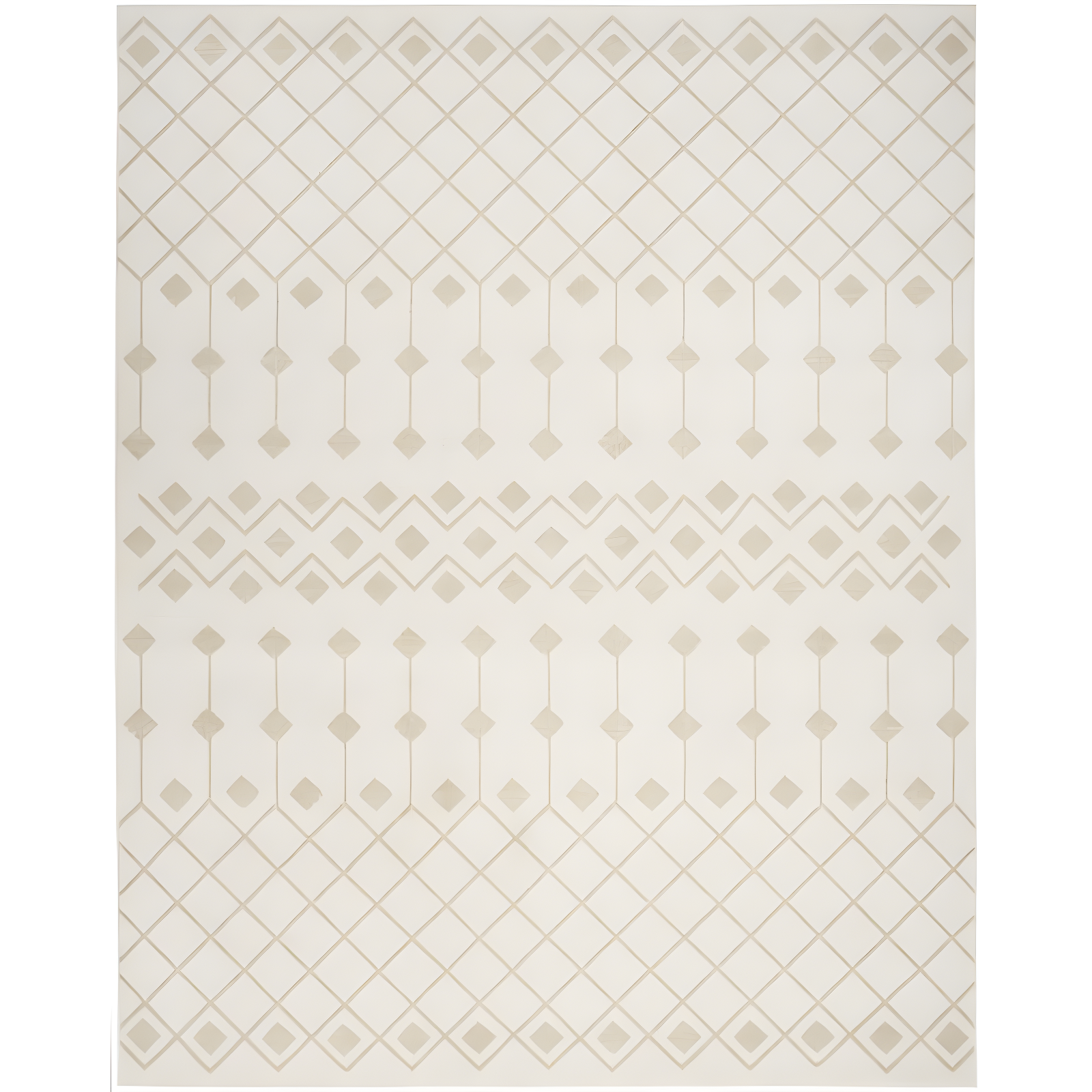 Ivory Beige Geometric Synthetic 5' x 7' Area Rug