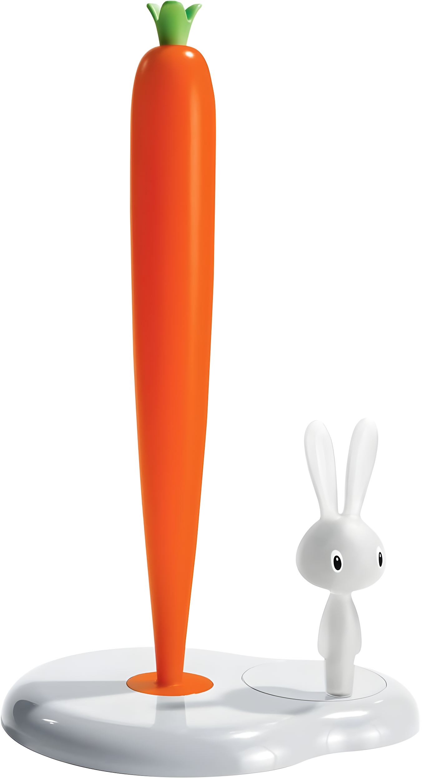 White Bunny and Carrot Kitchen Roll Holder, 13.5" Thermoplastic Resin