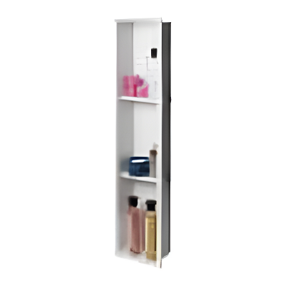 White Matte Stainless Steel Vertical Triple Shelf Niche