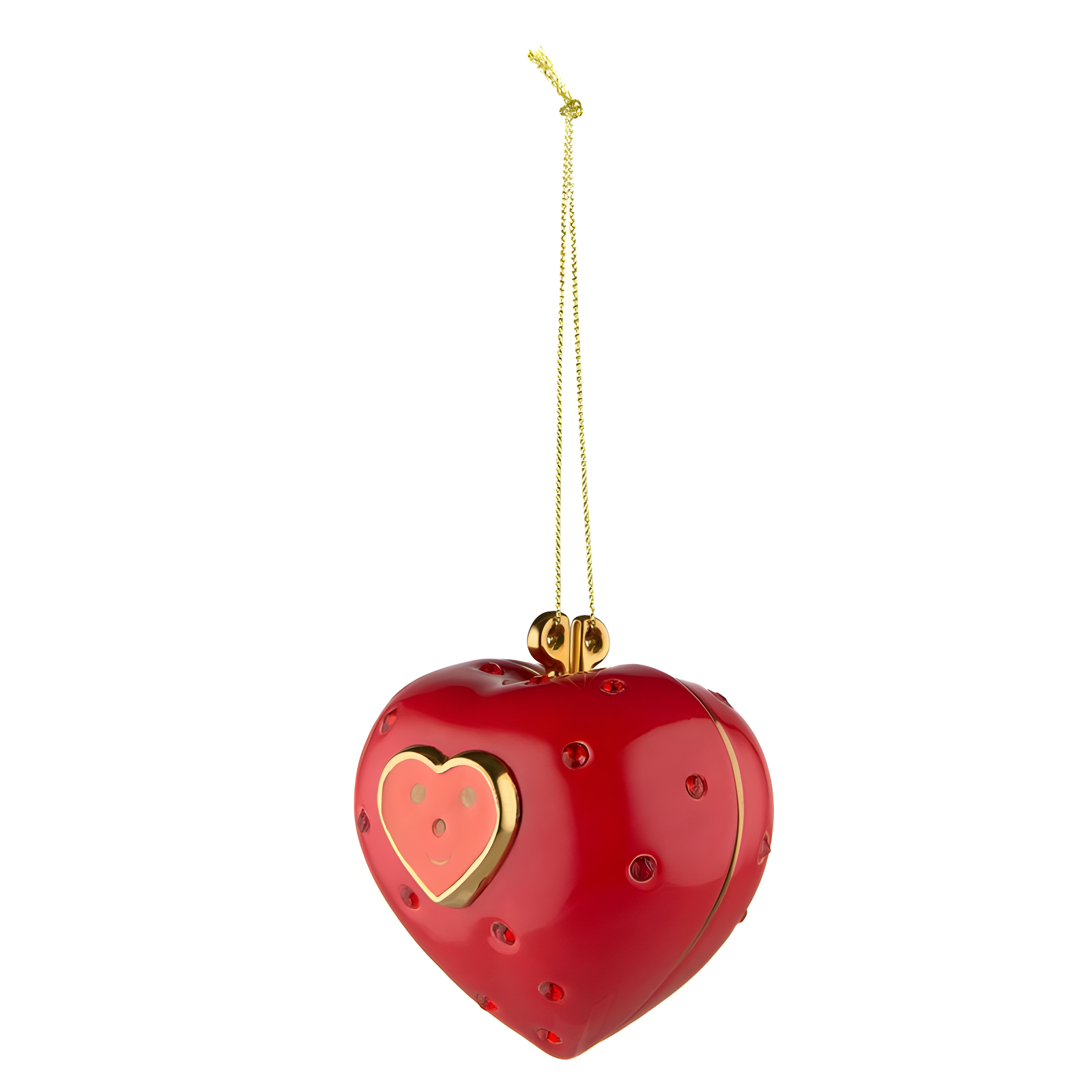 Red and Gold Heart-Shaped Porcelain Ornament