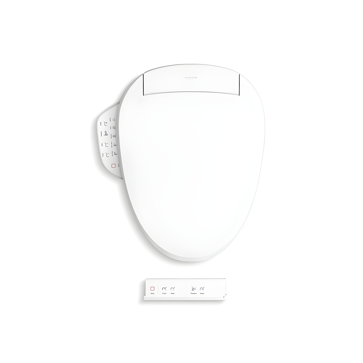 White Elongated Heated Bidet Toilet Seat with Stainless Steel Wand