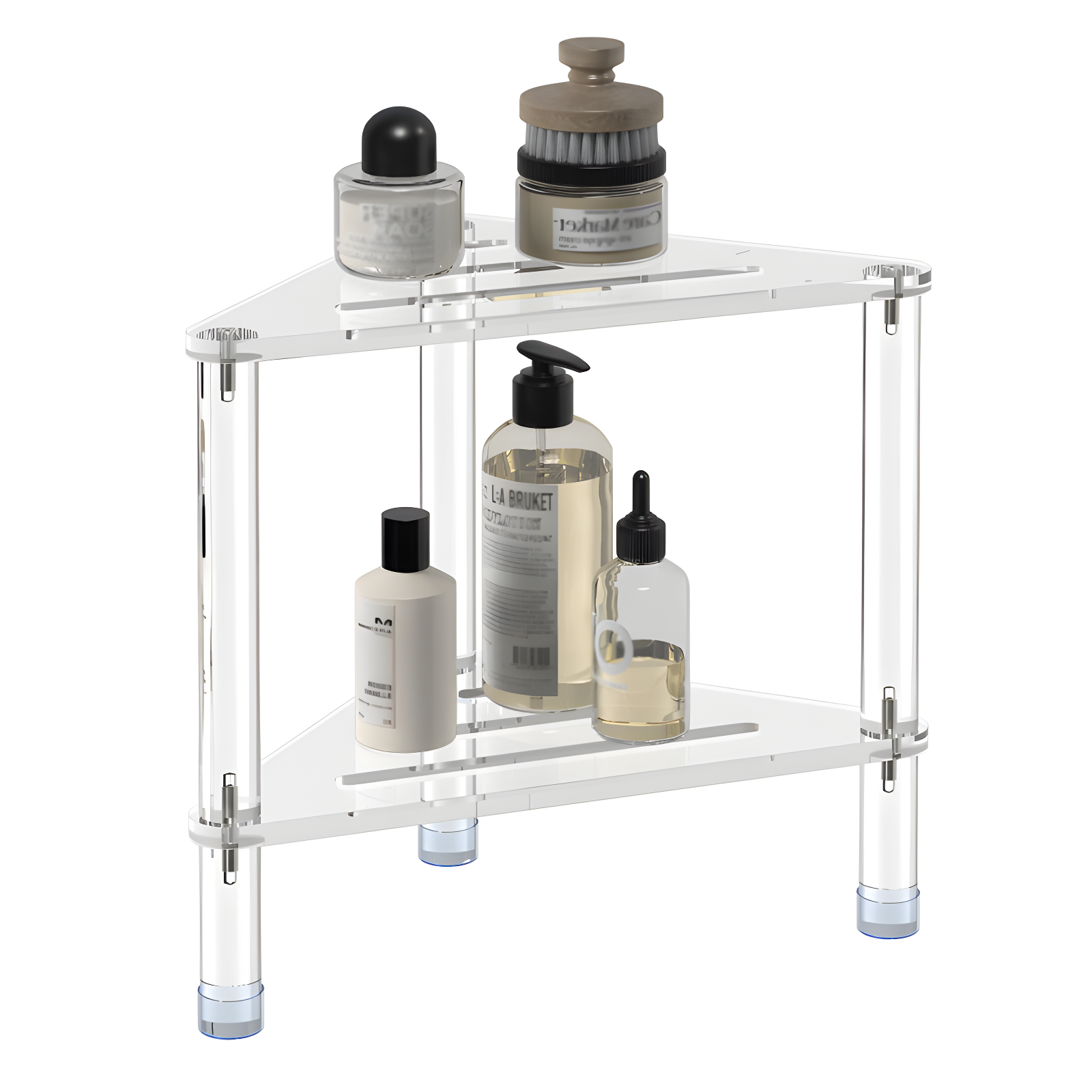 Clear Acrylic Corner Shower Stool with Storage Shelf