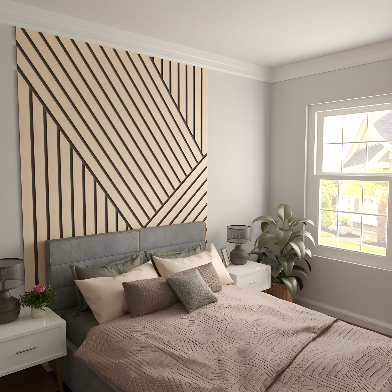 Adjustable Red Oak Wood Slat Wall Panel Kit