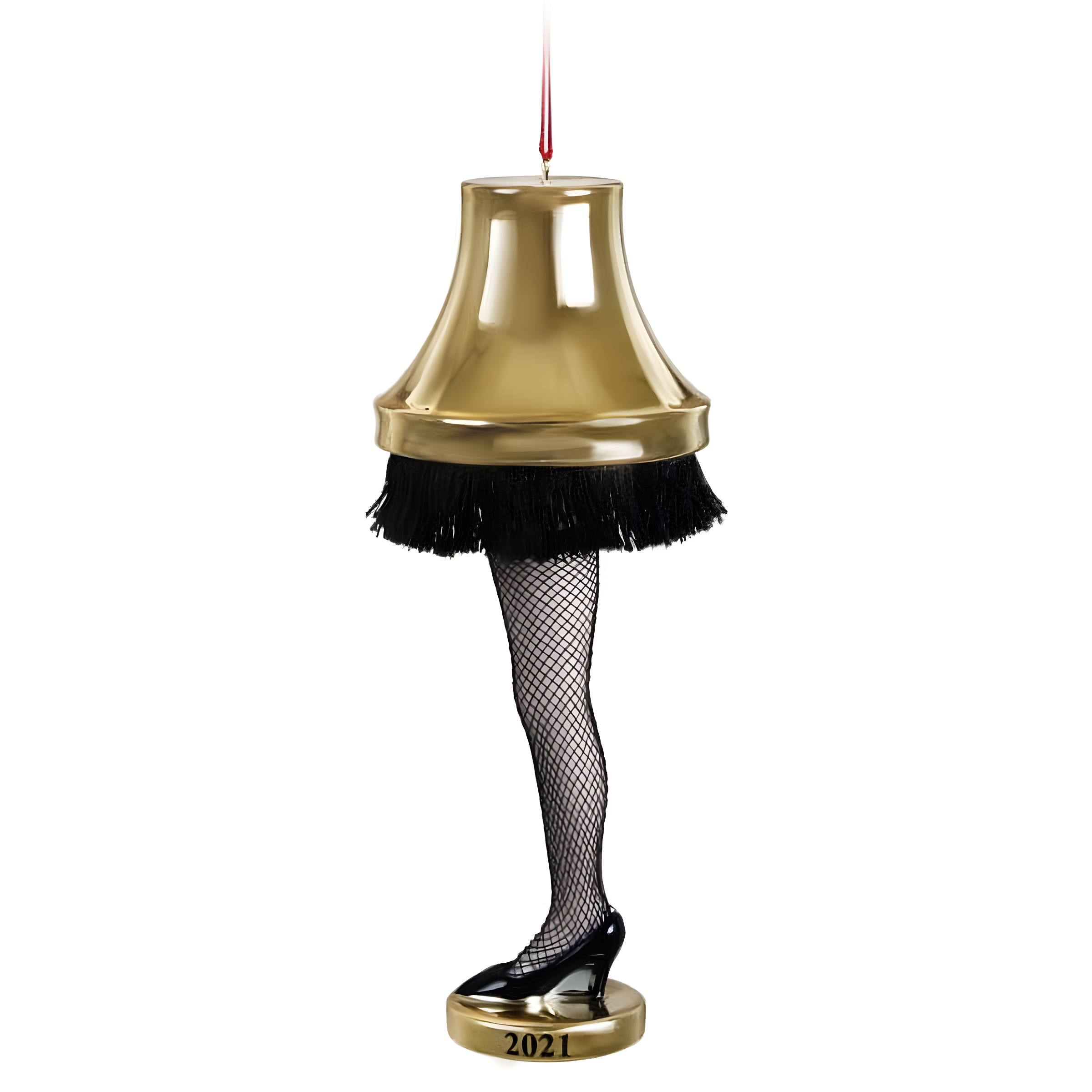 Gold and Black Porcelain Leg Lamp Christmas Ornament