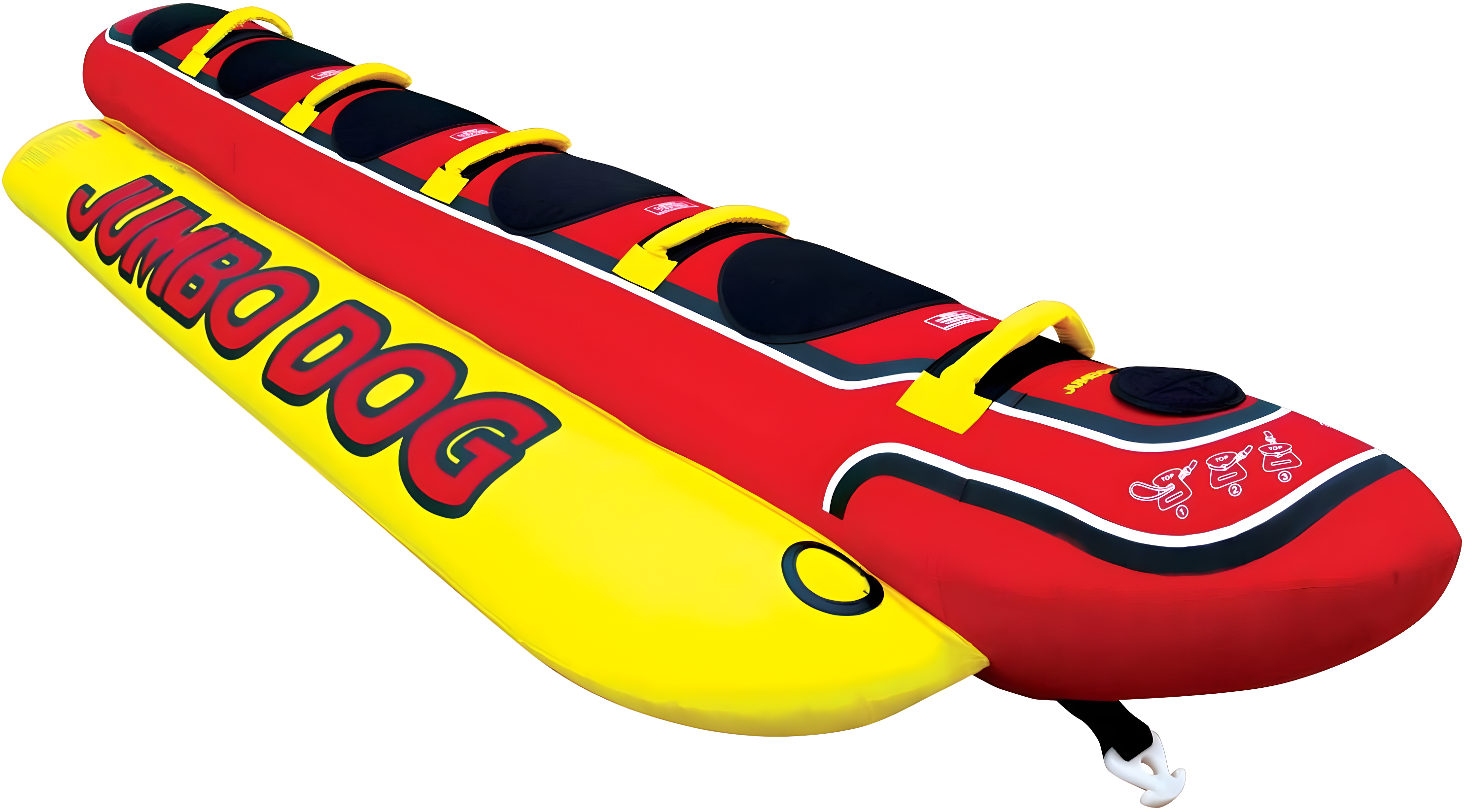 Jumbo Dog 5-Rider Red and Yellow Towable Tube