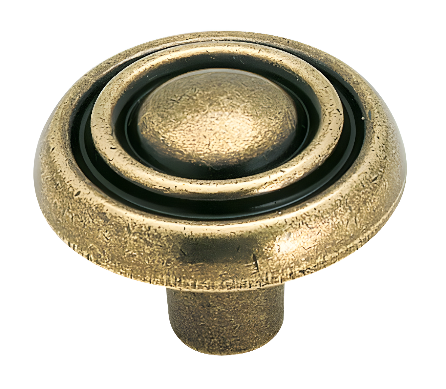 Burnished Brass Round Mushroom Knob with Mounting Hardware