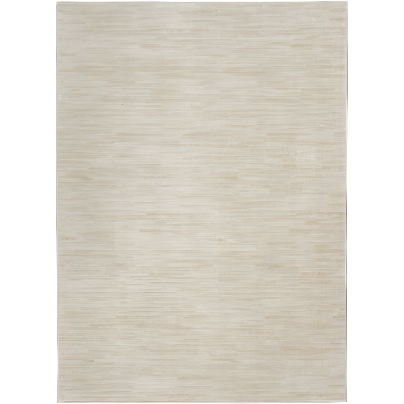 Ivory Beige Synthetic 5' x 7' Easy-Care Rectangular Area Rug