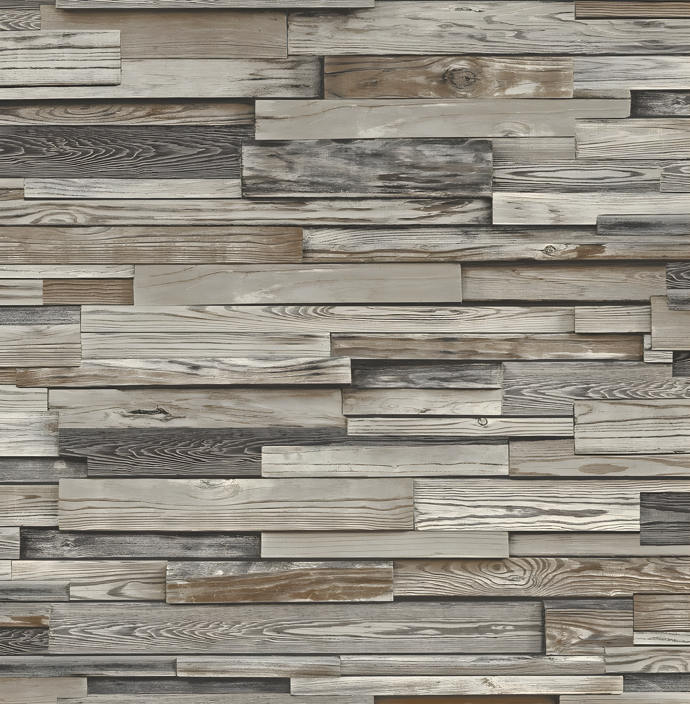 Rustic Charm Brown Reclaimed Wood Self-Adhesive Peel & Stick Wallpaper