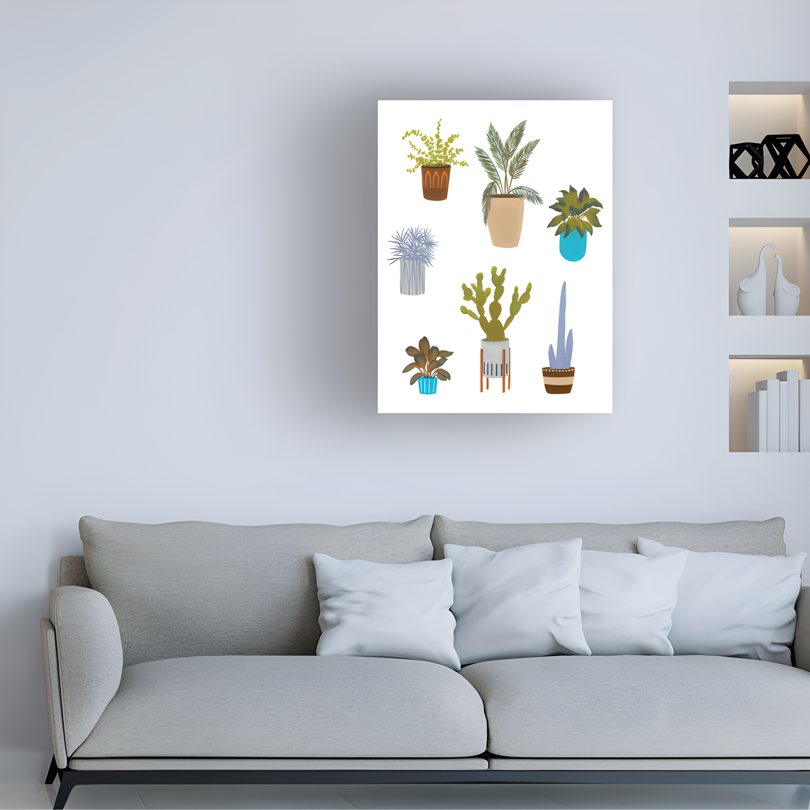Houseplant Chart II Vertical Canvas Art in Wood Frame
