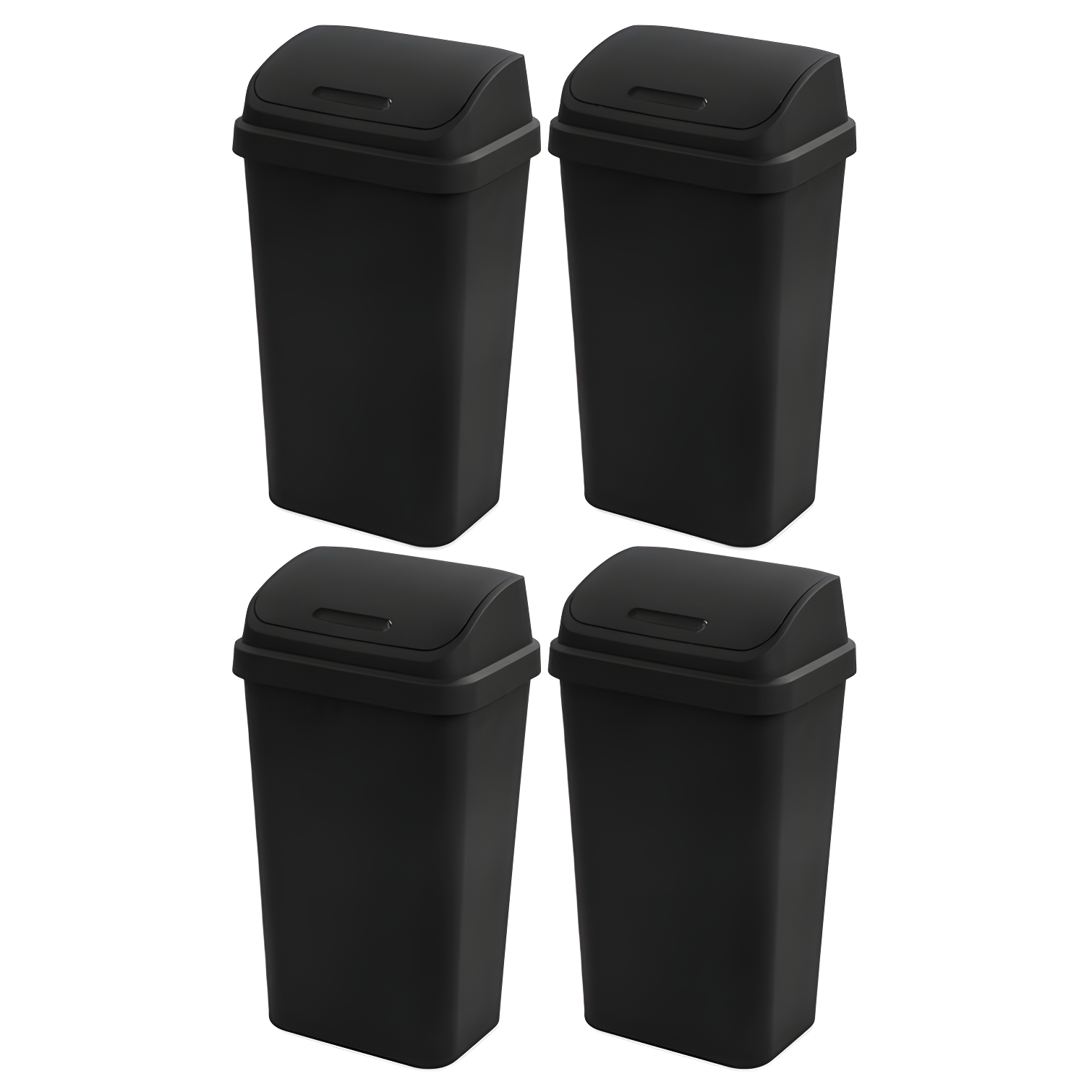 Black 13 Gallon Plastic Swing Top Trash Can Set