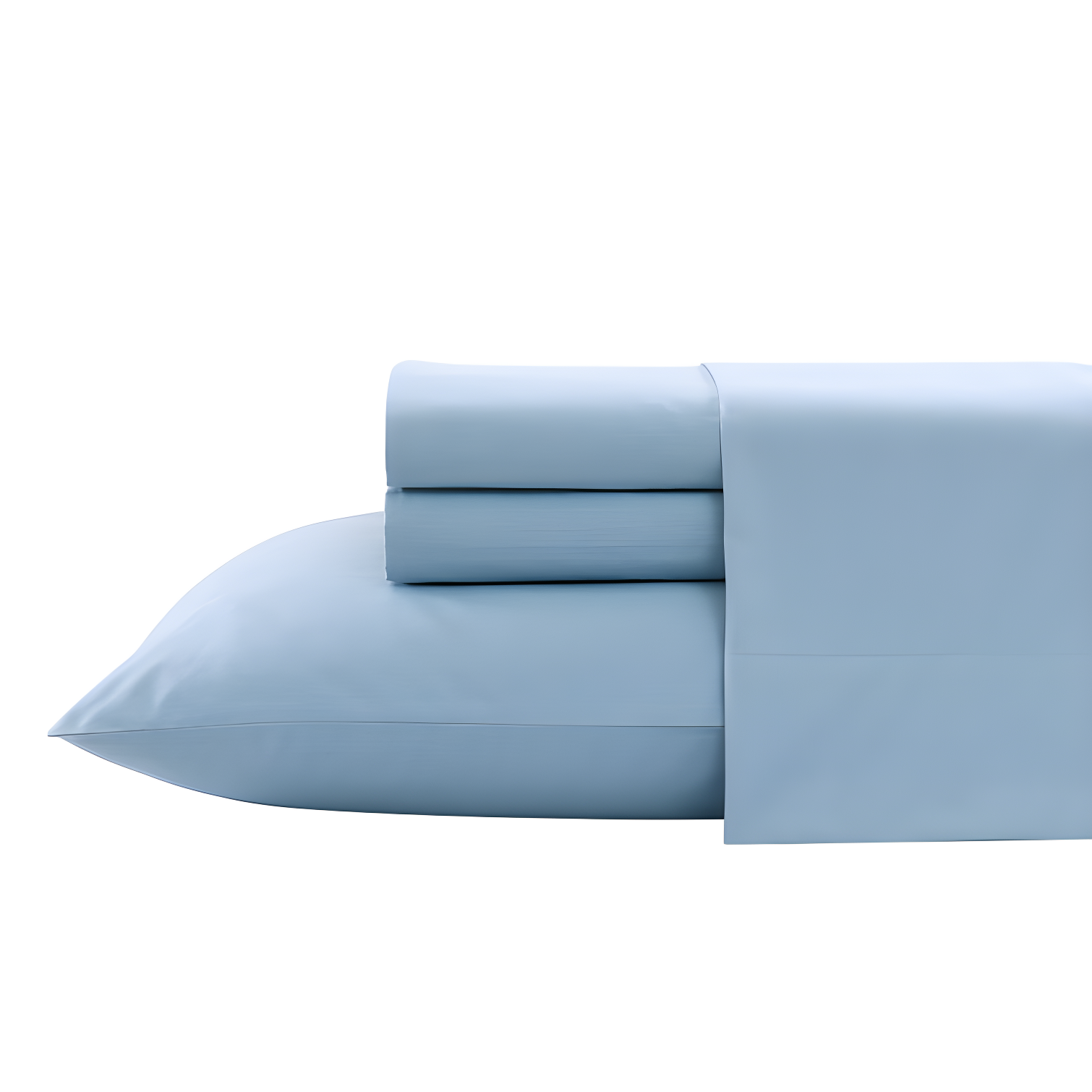 Light Blue Cotton Percale Queen Sheet Set with Deep Pockets