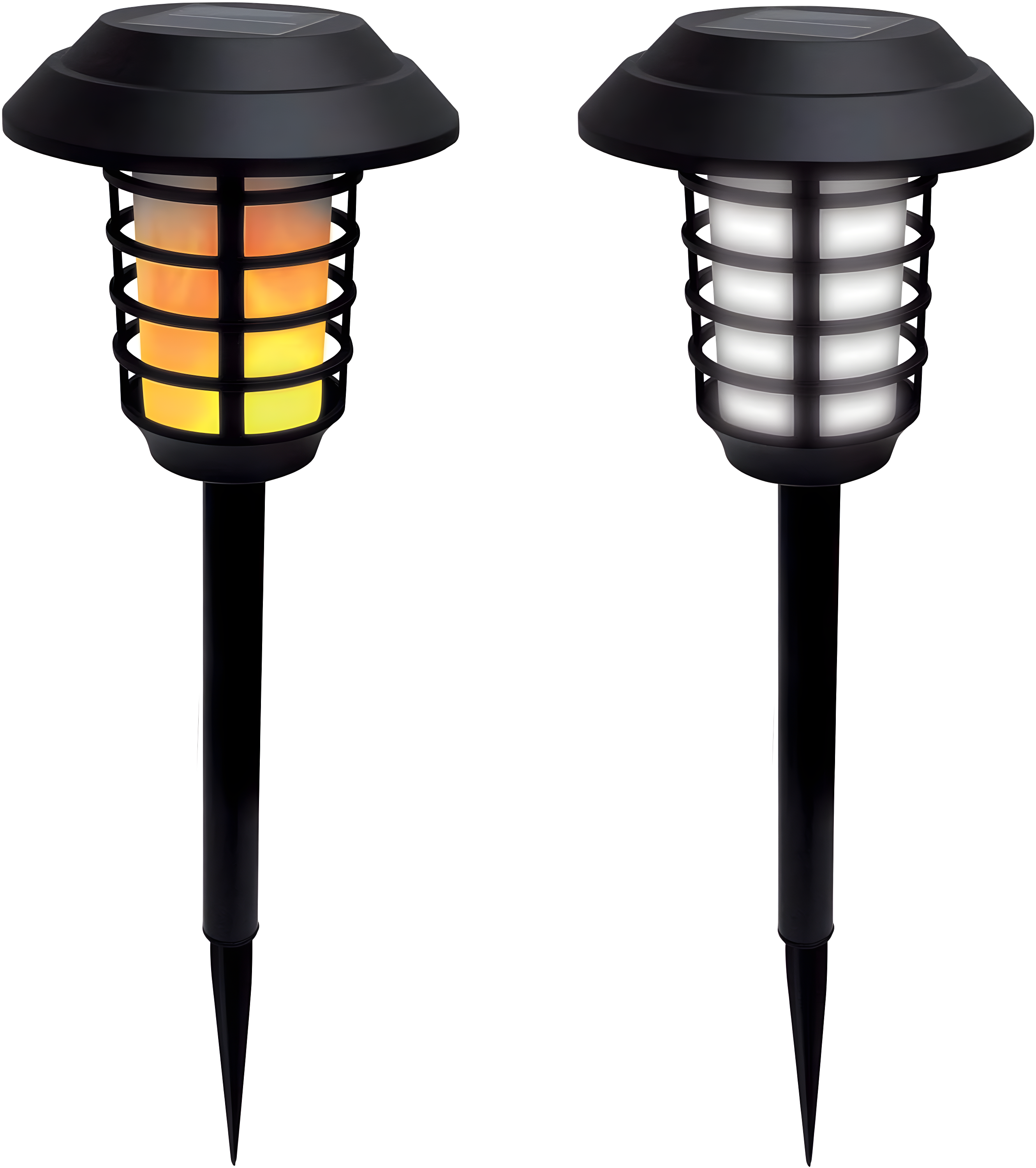 Black Solar LED Pathway Lights with Flickering Flame, 8-Pack