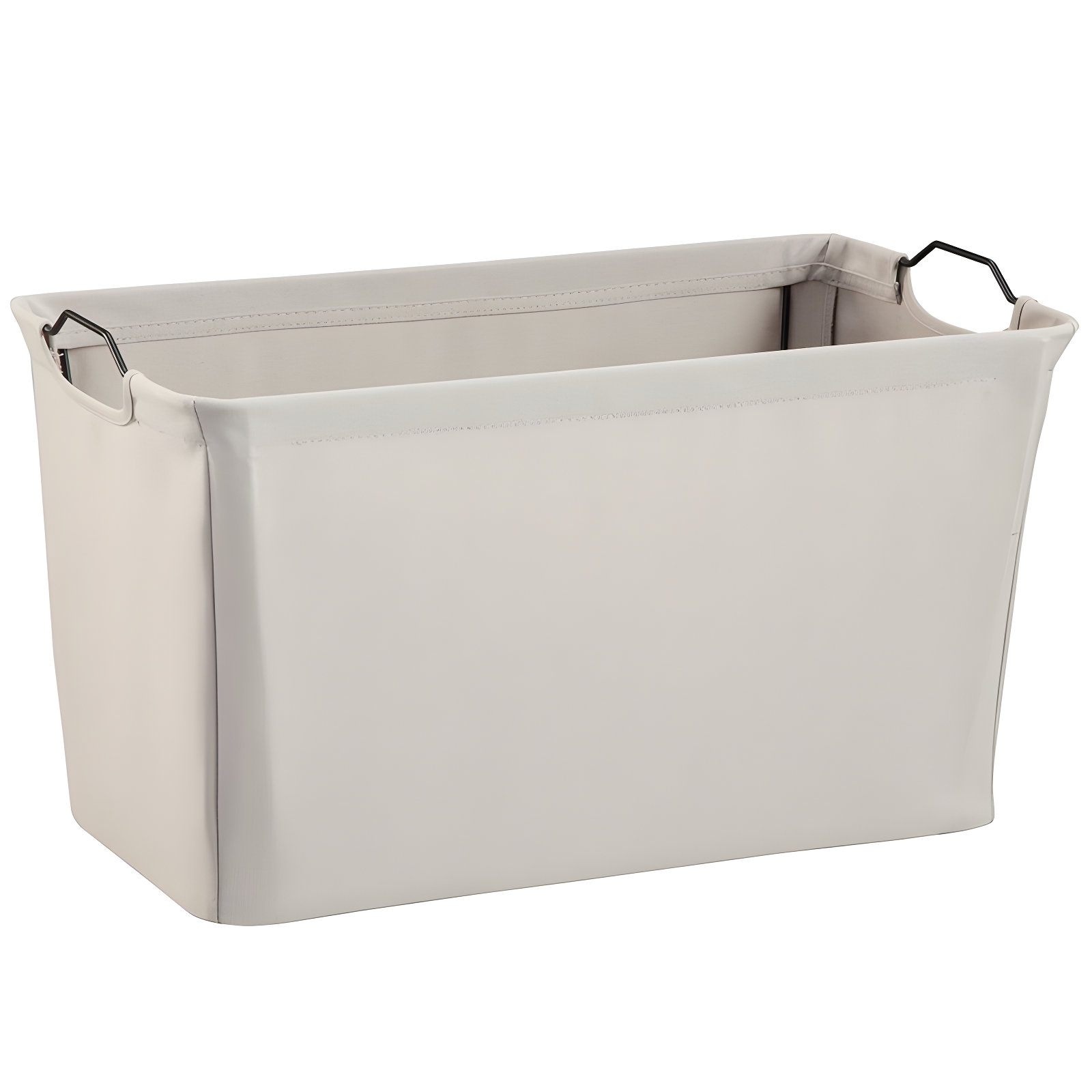 Light Gray Fabric Storage Bin with Steel Wire Handles